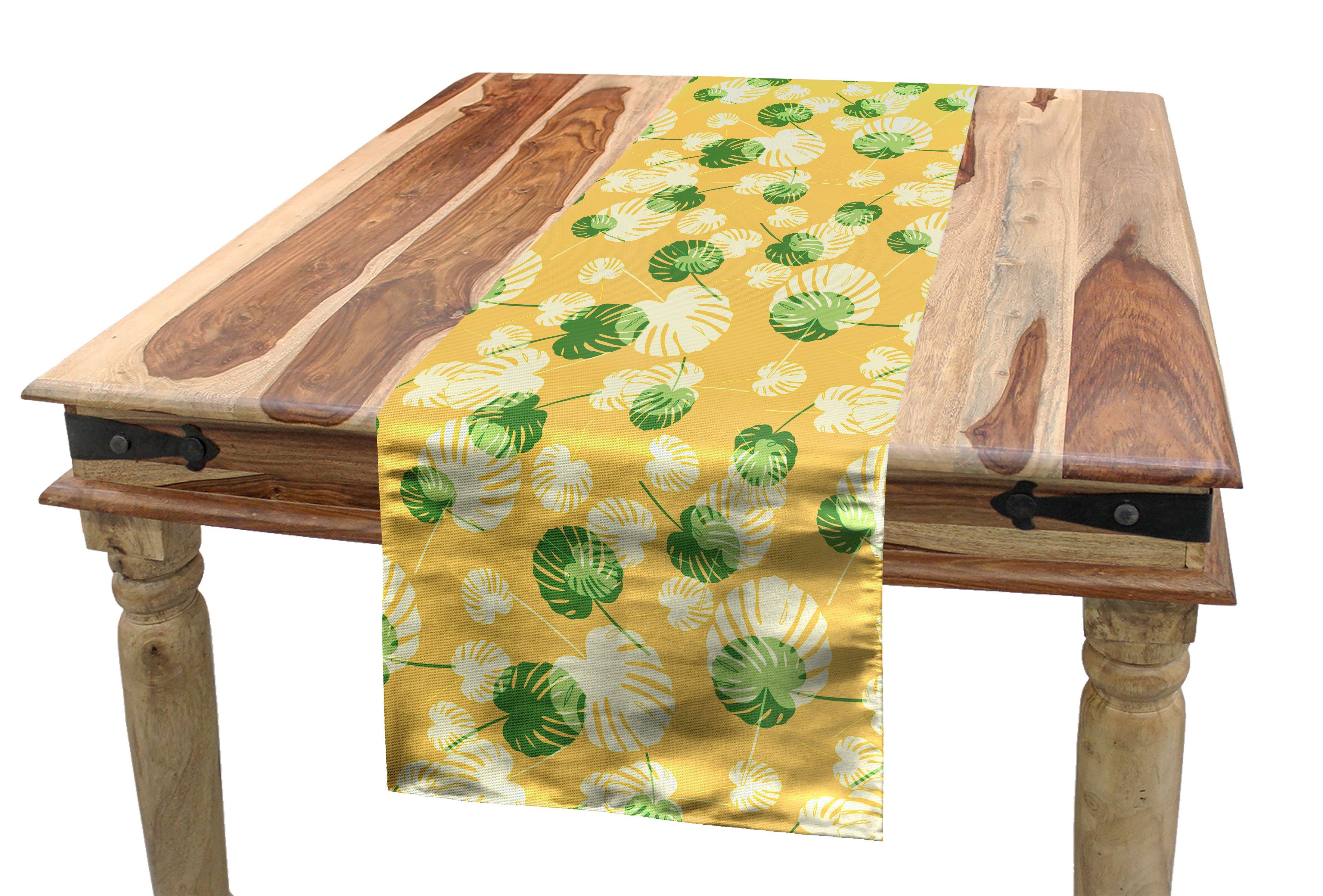 Abakuhaus Tischläufer Esszimmer Küche Rechteckiger Dekorativer Tischläufer, Tropisch Exotische Palmblätter-Motiv