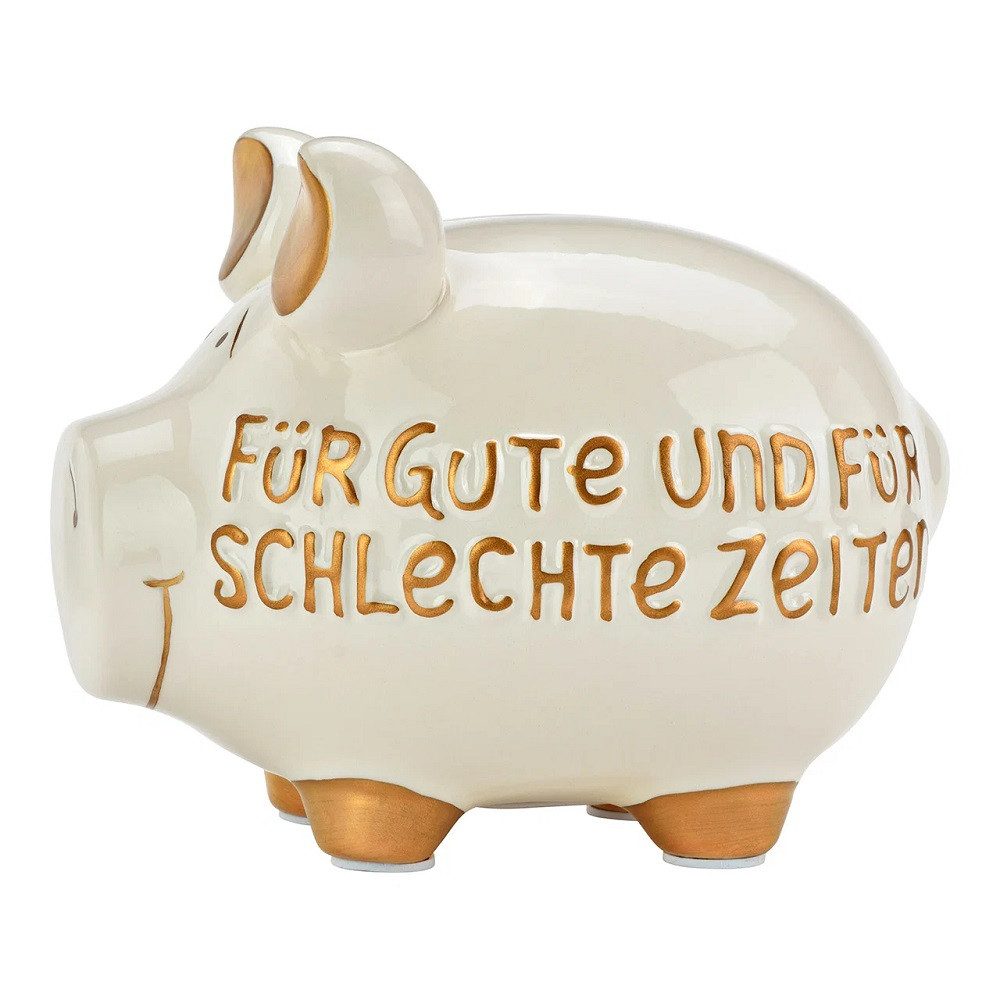 Wurm Spardose Sparschwein 'Für gute und für schlechte Zeiten' weiß 17x15x15cm