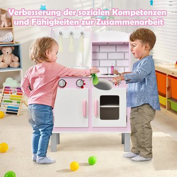 COSTWAY Kinder-Küchenset Spielküche, mit Lichtern & Geräuschen