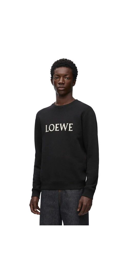 Loewe Rundhalspullover LOEWE Baumwoll Sweater Schwarz günstig online kaufen