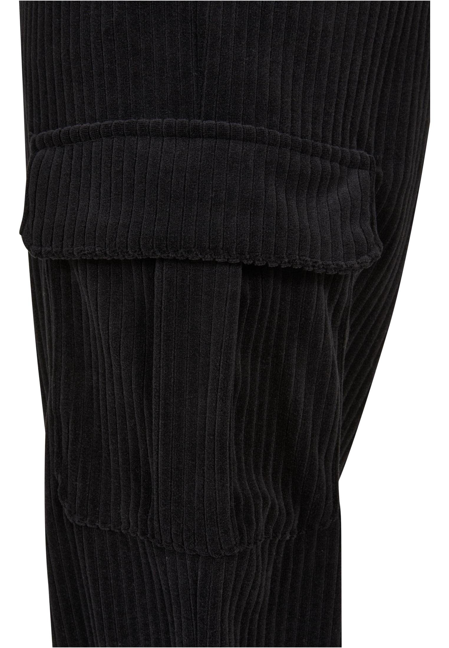 URBAN CLASSICS Stoffhose Pants High (1-tlg) Ladies Rib Damen Waist Cargo Velvet Sweat