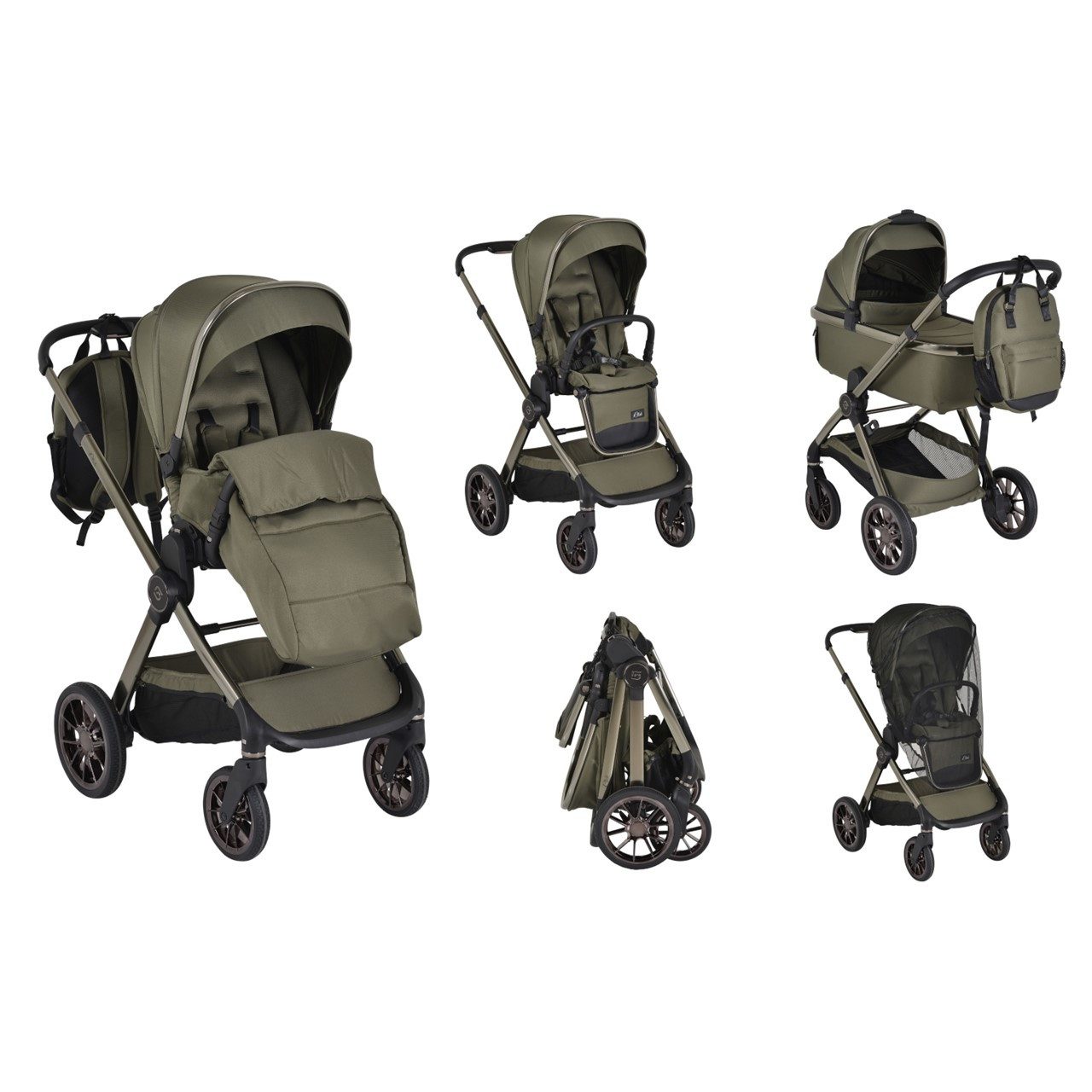 Cangaroo Kombi-Kinderwagen Коляски 2 in1 iClick, klappbar, Wickeltasche, Sportsitz, Babywanne
