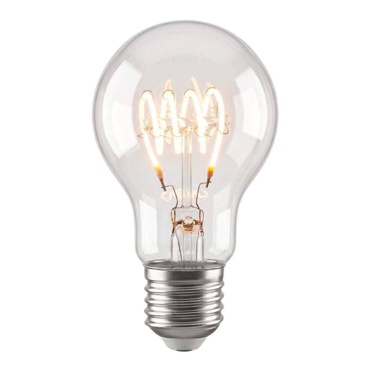 hofstein LED-Leuchtmittel 2er Set Glühbirne Warmweiß dimmbar 6 Watt, E27, 2700 Kelvin, 350 Lumen, Klassisch, Filament Spirale, Klar