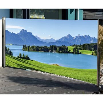 Raburg Seitenmarkise mit einseitigem Fotodruck, verschiedene Designs & 2 Ausführungen (160 cm x 300 cm) Seitenrollo mit automatischer Rückrollfunktion, 160 x 300 cm