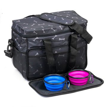 Bull & Drake Tiertransporttasche Hunde-Reisezubehörtasche, inkl. Taschen für Futter, faltbaren Futternäpfe