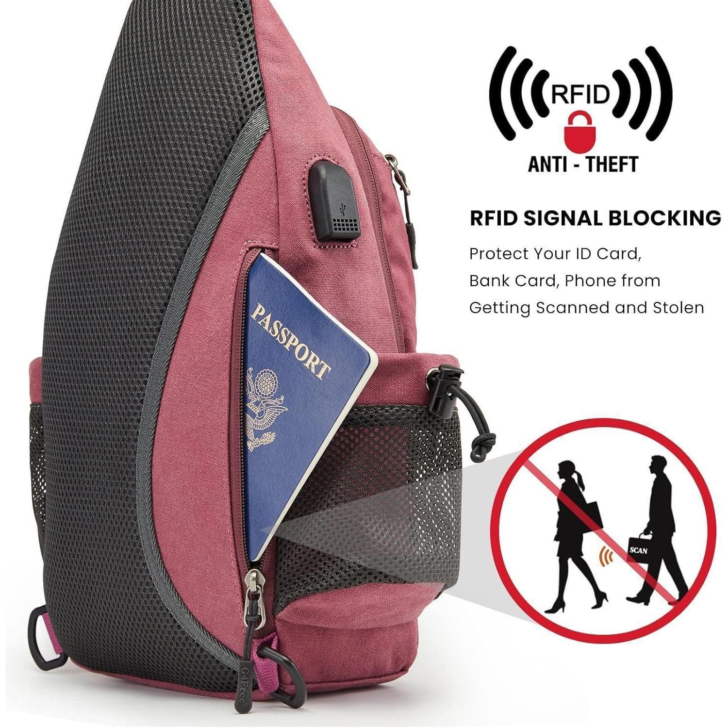 LuxusKollektion Schultertasche Canvas Brusttasche Schultertasche Sling Bag für Reise Wandern Laufen