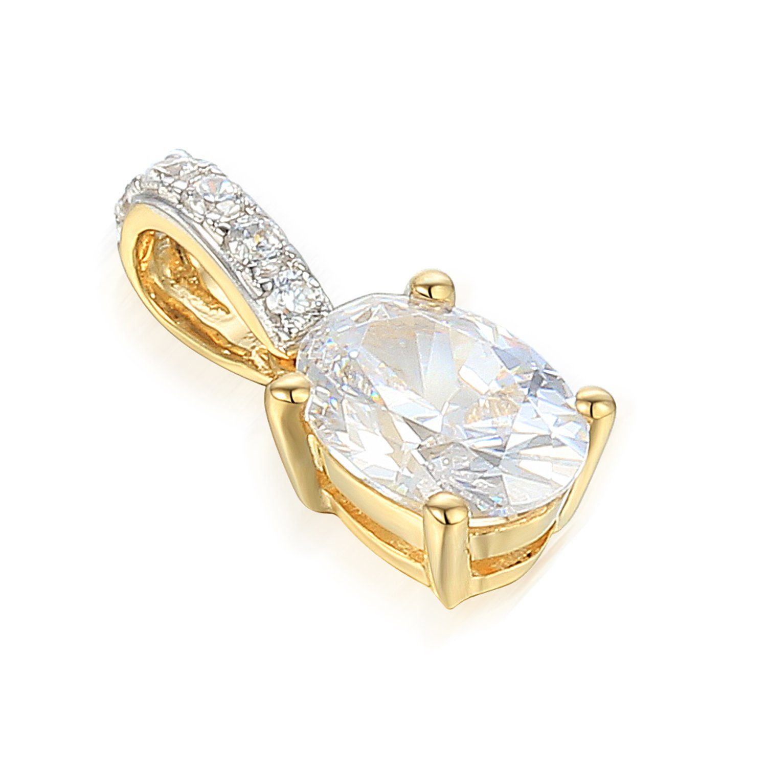 Collier 585er Gelbgold Anhänger mit Zirk. (Oval) Solitäir