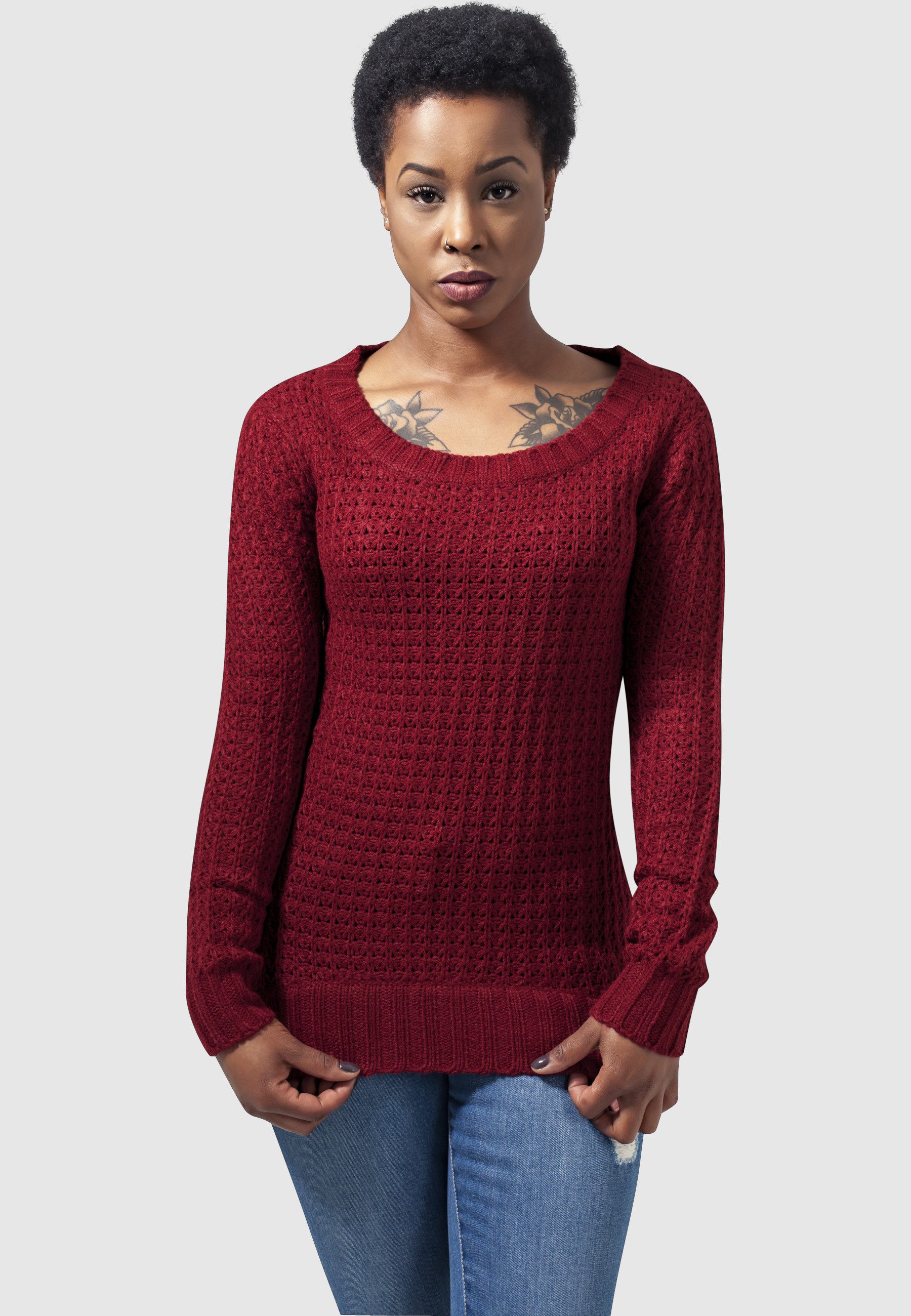 URBAN CLASSICS Sweatshirt Urban Classics Damen Ladies Long Wideneck Sweater (1-tlg) – Bild 5 von 5
