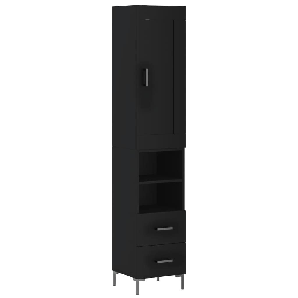 Holzwerksto Highboard Hochschrank vidaXL cm 34,5x34x180 Kleiderschrank Regal Schwarz Schrank