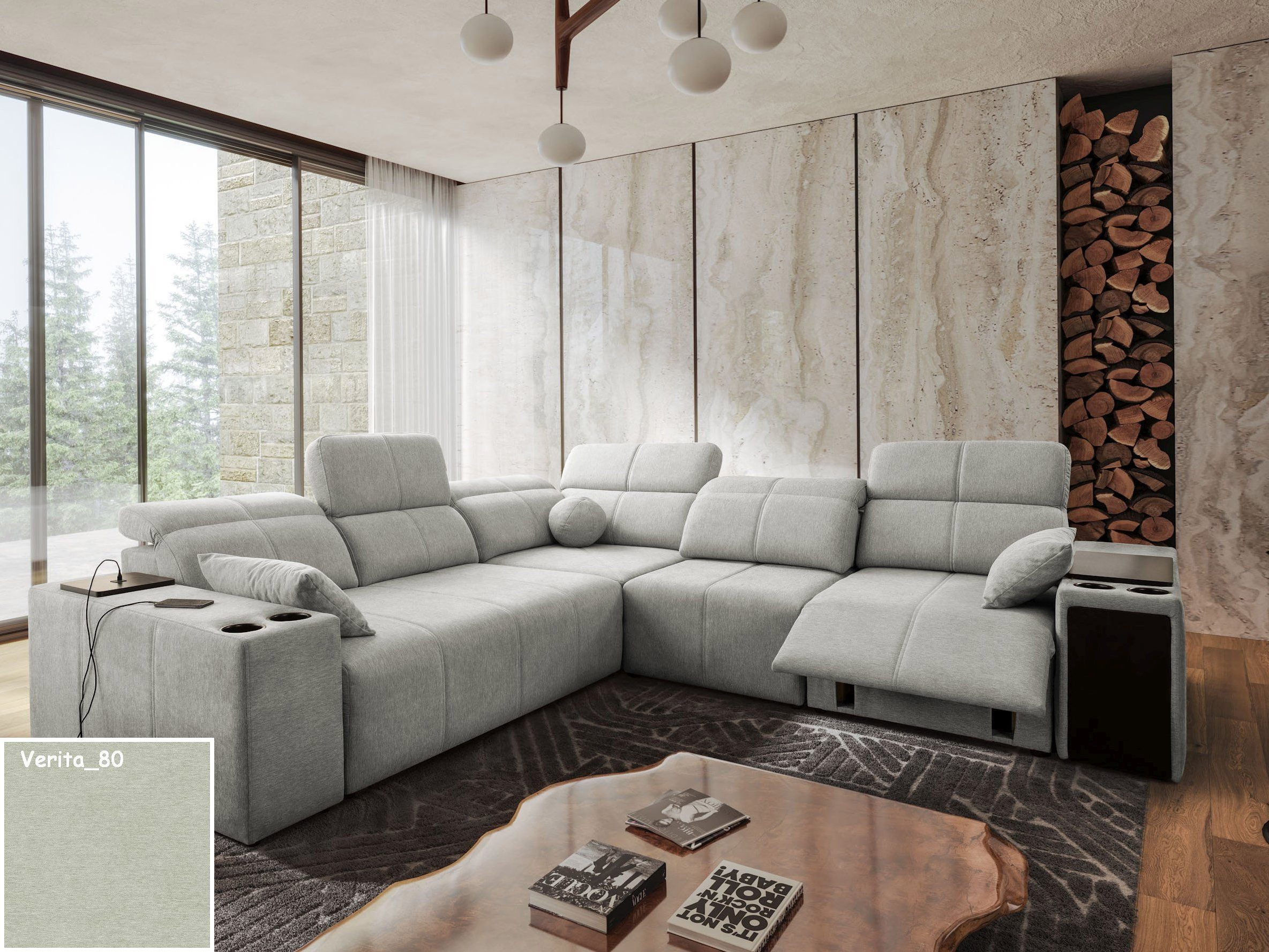 Möbel für Dich Ecksofa MINDY 3 Relax mit ausfahrbarer Fußstütze, mit Sitztiefenverstellung, USB, Minibar, Schlaffunktion, Bettkasten