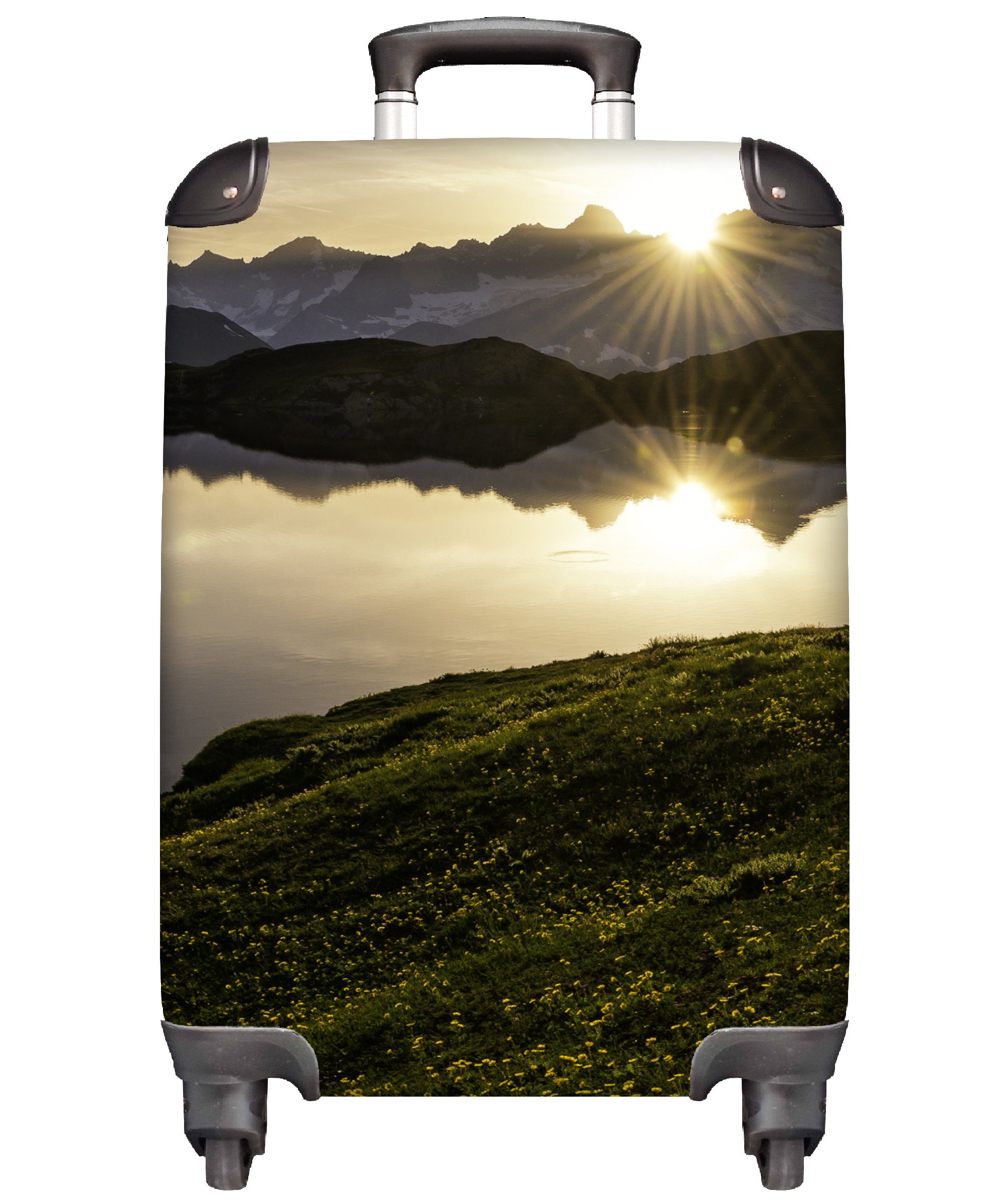 MuchoWow Handgepäckkoffer - Reisekoffer mit Trolley, Ferien, für 4 Handgepäck Alpen Rollen, rollen, Reisetasche - Schweiz Wasser,