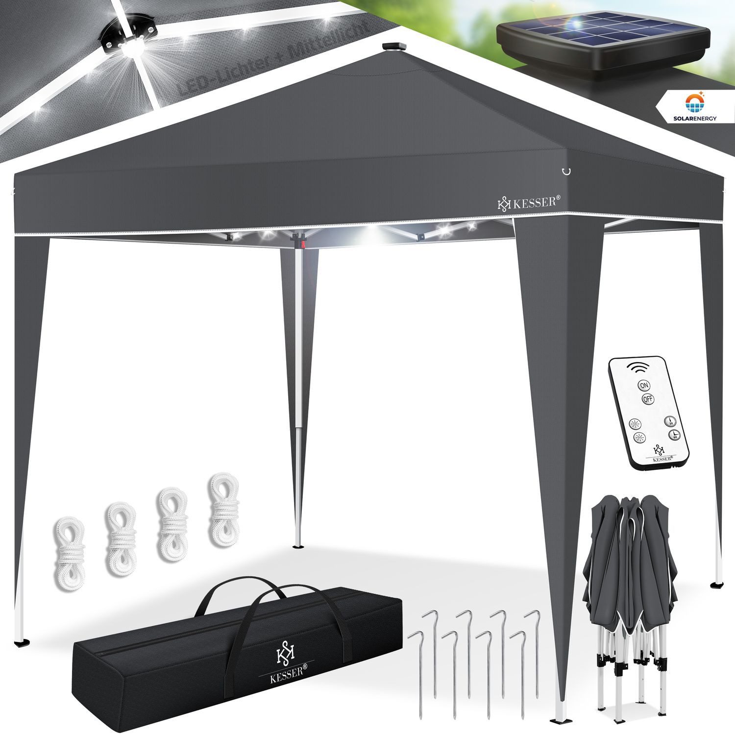KESSER Pavillon, Faltpavillon 3x3m mit LED günstig online kaufen