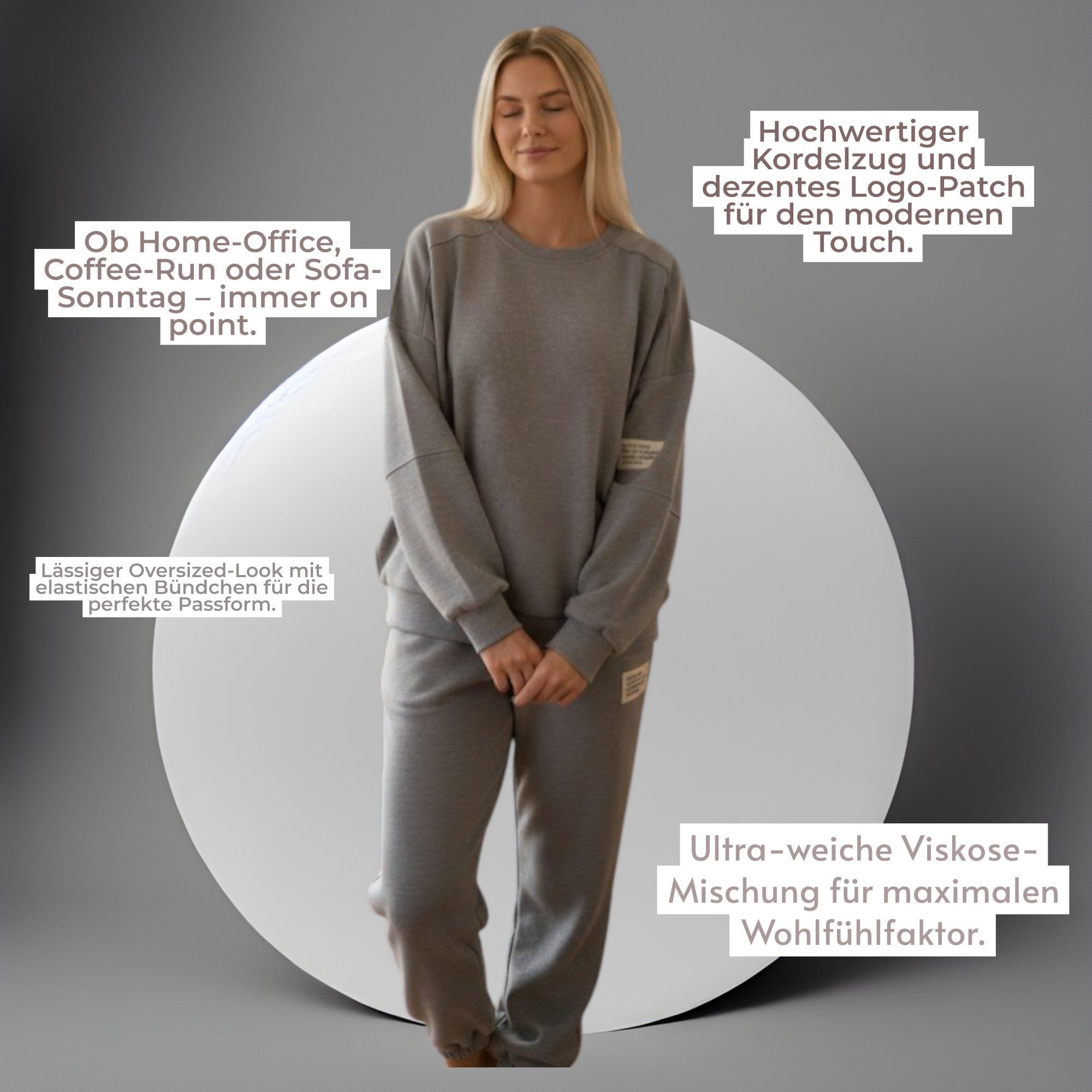 simaranda Jogginganzug Damen Jogginganzug 7065 36-42 Hellgrau