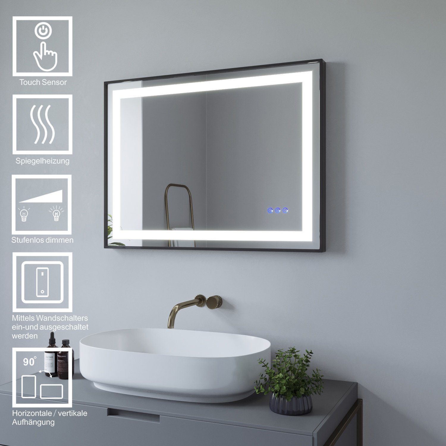 AQUALAVOS Badspiegel Badspiegel mit LED Licht günstig online kaufen