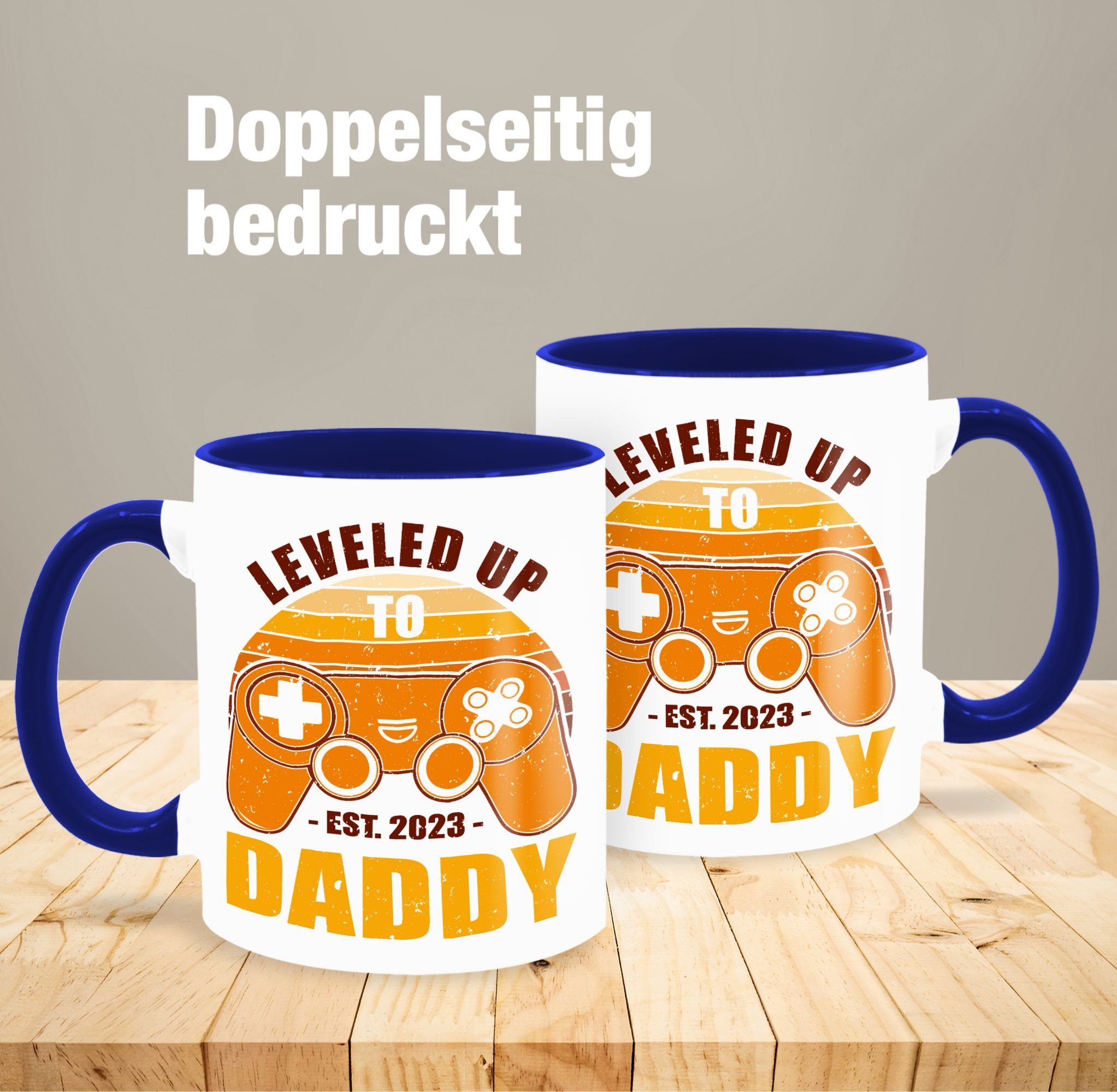 Leveled Tasse Vatertag to Dunkelblau Shirtracer 3 Up Keramik, Geschenk 2023, Est Kaffeetasse Daddy