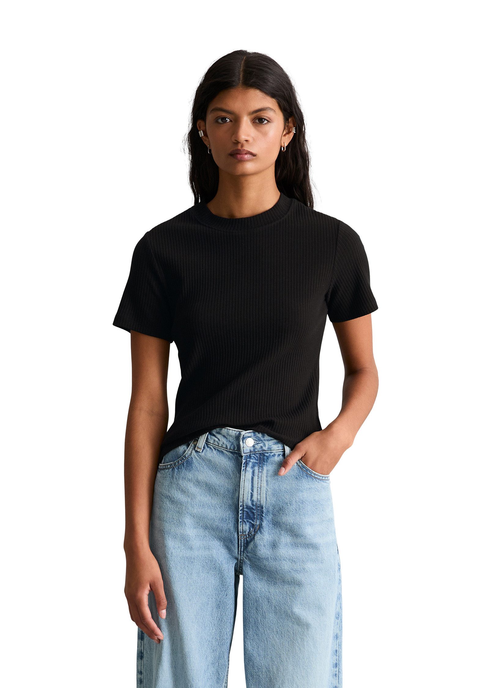 Marc O'Polo DENIM T-Shirt aus elastischem Bio-Baumwolle-Mix günstig online kaufen