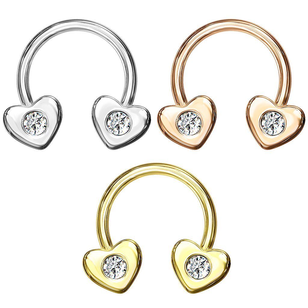Taffstyle Piercing-Set Lippen Ohr Piercing Hufeisen Kristall Herzen, Glitzer Kugel Nasen Horseshoe Tragus Helix Labret Septum Nasenpiercing