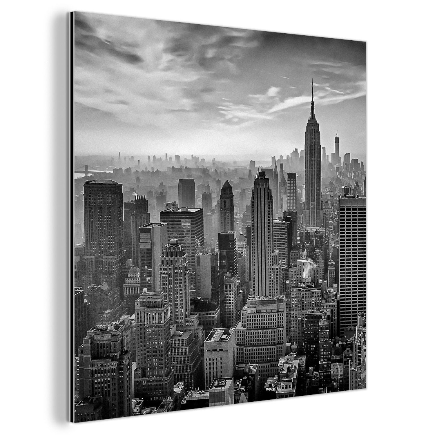 MuchoWow Metallbild Architektur - Schwarz und weiß - Stadt - Skyline - New günstig online kaufen