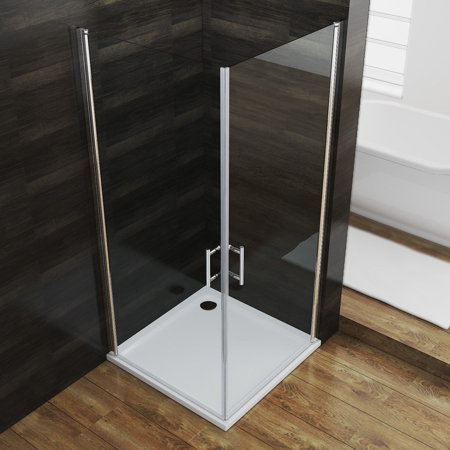 SONNI Dusch-Pendeltür Pendeltür Dusche, 70/80/86/90cm, Drehtür, Nischendrehtür, 70x185 cm, mit NANO Beschichtung Rahmenlos Duschabtrennung, Höhe 185