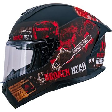 Broken Head Motorradhelm Broken Head Integralhelm Resolution Rot Set + Rot-Verspiegeltes Visier (Mit Rot verspiegeltem Visier), Mit Symbolen der Revolution!