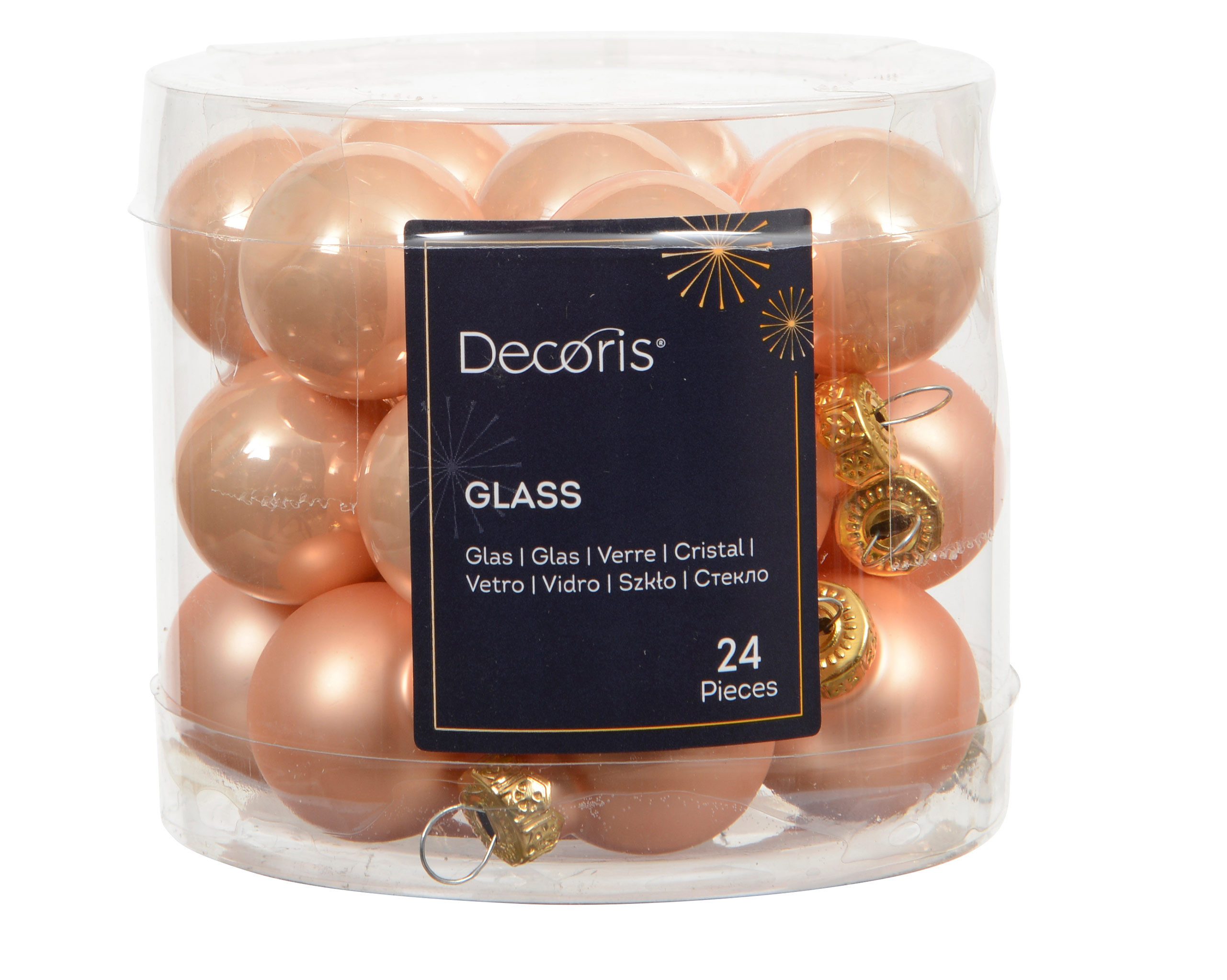 Kaemingk Weihnachtsbaumkugel, Weihnachtskugeln Glas 2,5cm 24 Stück - Pfirsich Perle