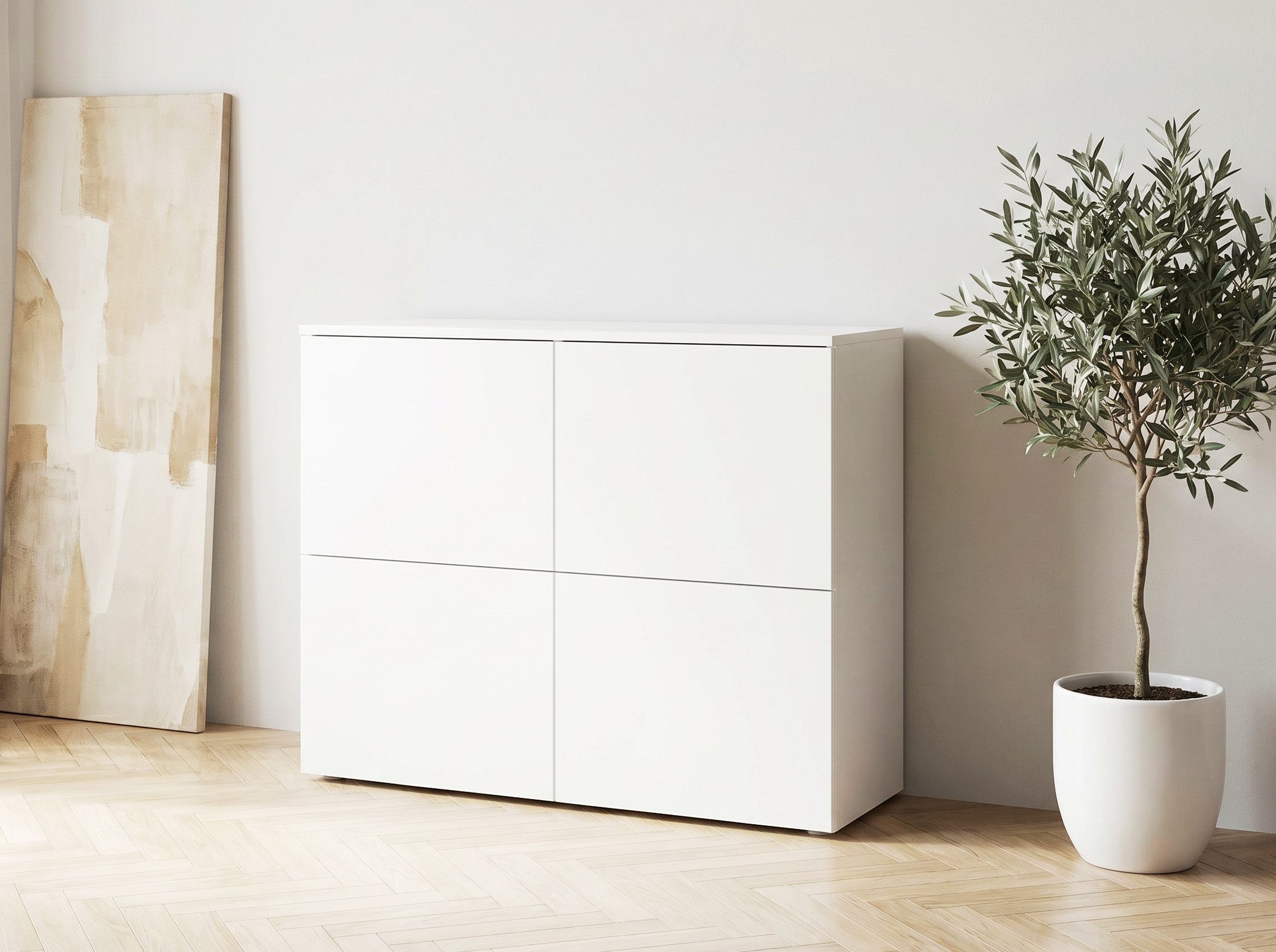borchardt Möbel Kommode Rova, Sideboard mit 4 Türen, Praktische Push-to-open-Funktion, verstellbare Böden, Breite 93 cm