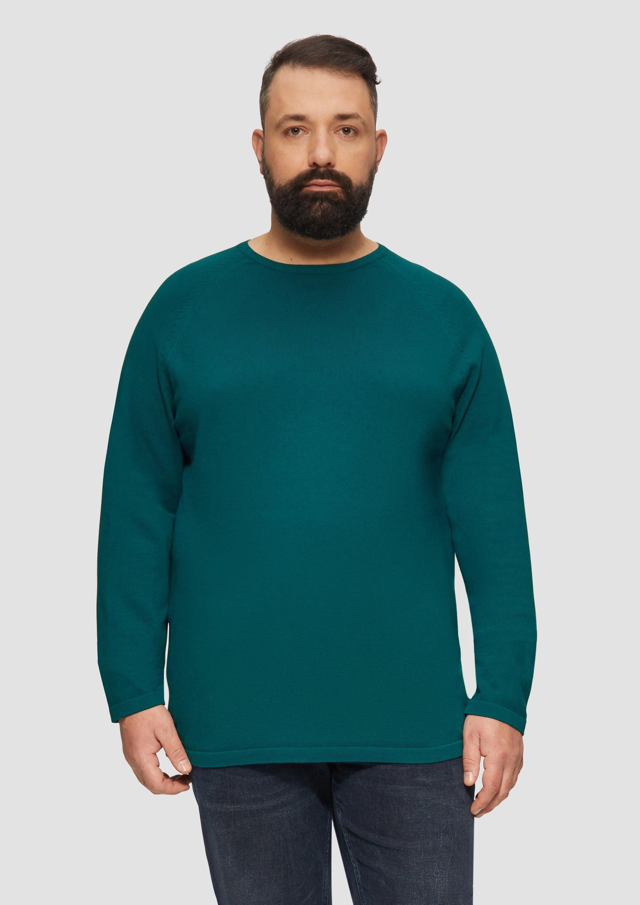 s.Oliver Longpullover Strickpullover Feinstrickpullover mit Raglanärmeln