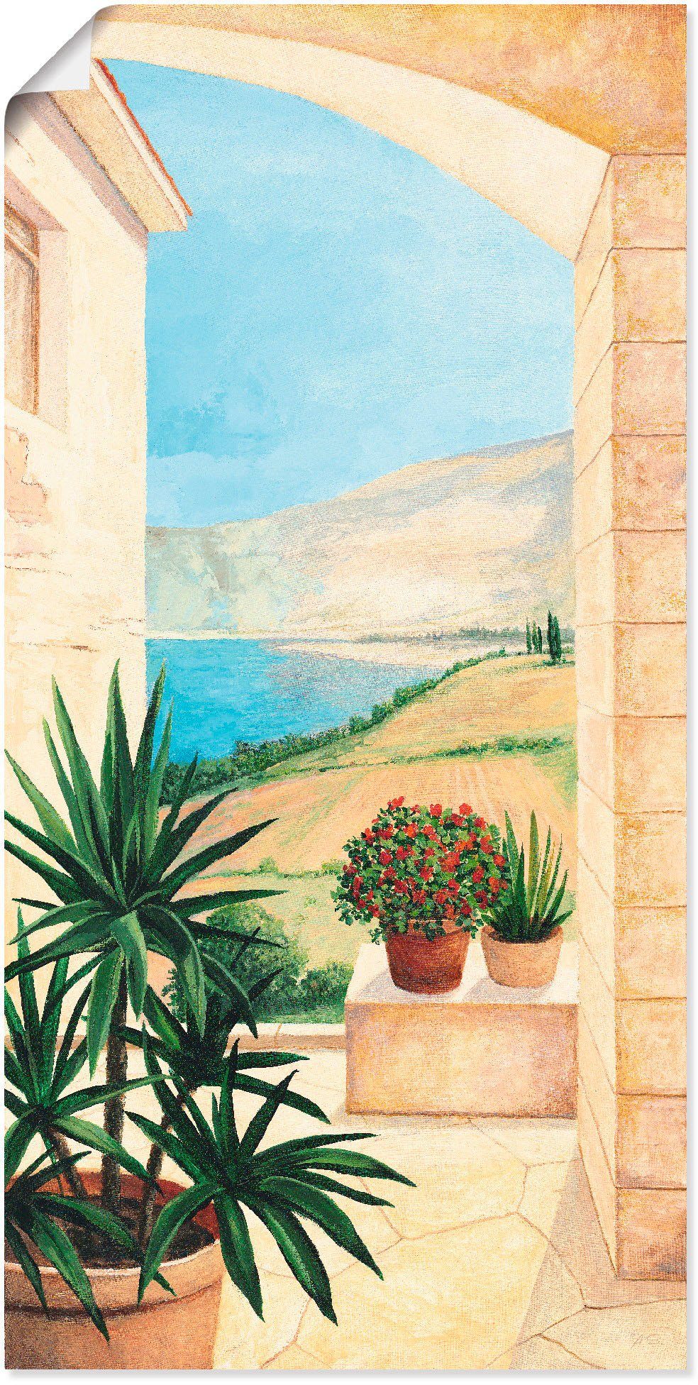 Toskanalandschaft, Wandaufkleber Artland Poster auf Alubild, Wandbild St), (1 Blick oder versch. als Leinwandbild, Fensterblick Größen in