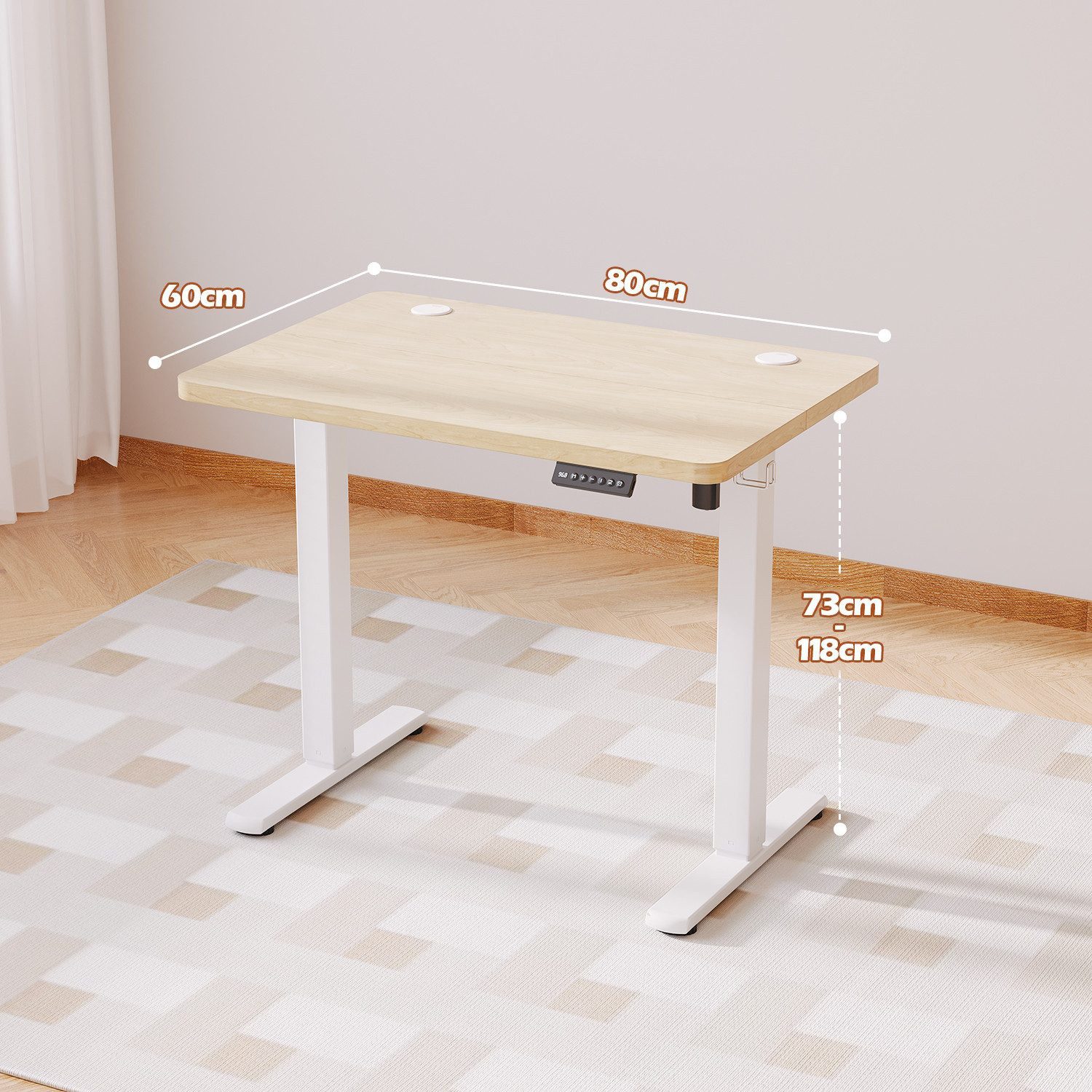 HOMALL Schreibtisch Schreibtisch Höhenverstellbarer mit Gedächtnis und Sitzerinnerung (2-lagige Hohenverstellung mit sitzender Erinnerungsfunktion und USB-Ladeanschluss)