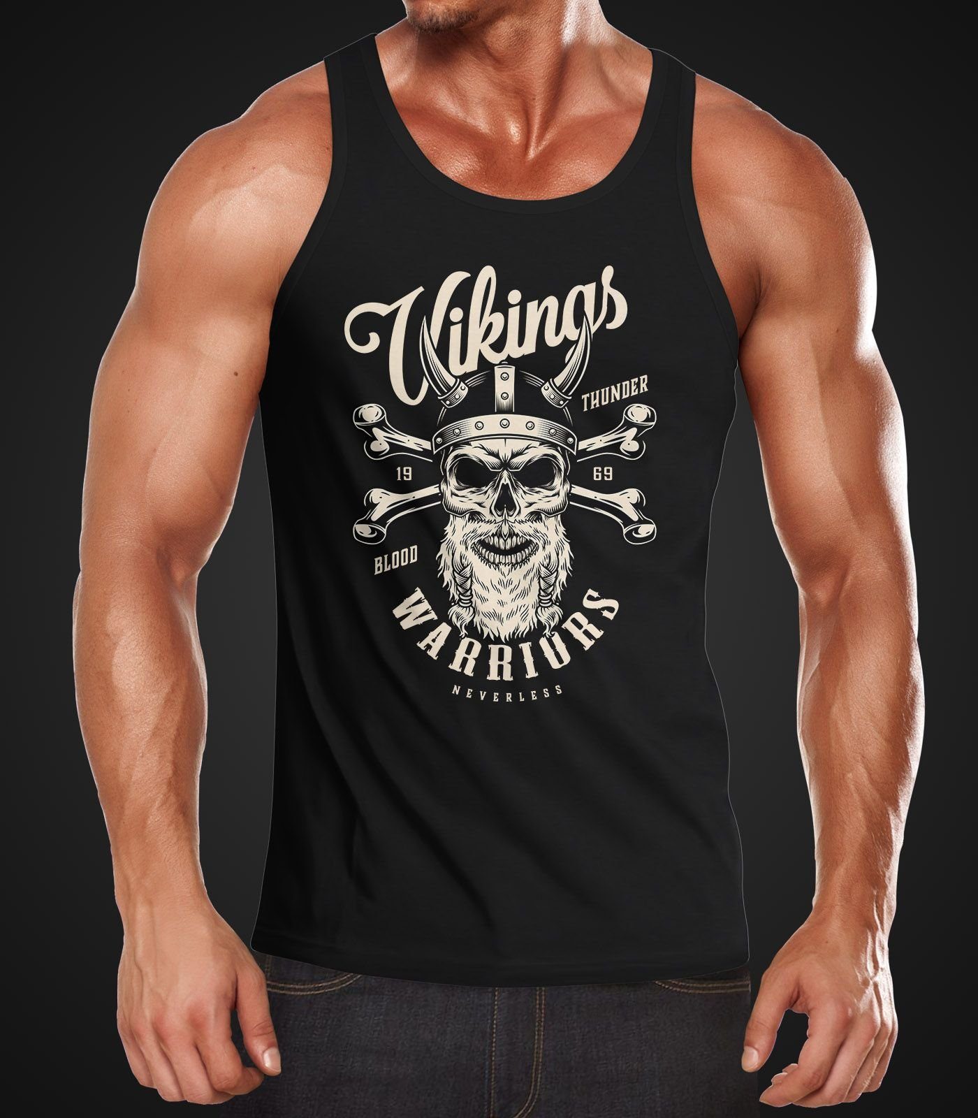 Neverless Tanktop Herren Tank-Top Vikings Skull günstig online kaufen