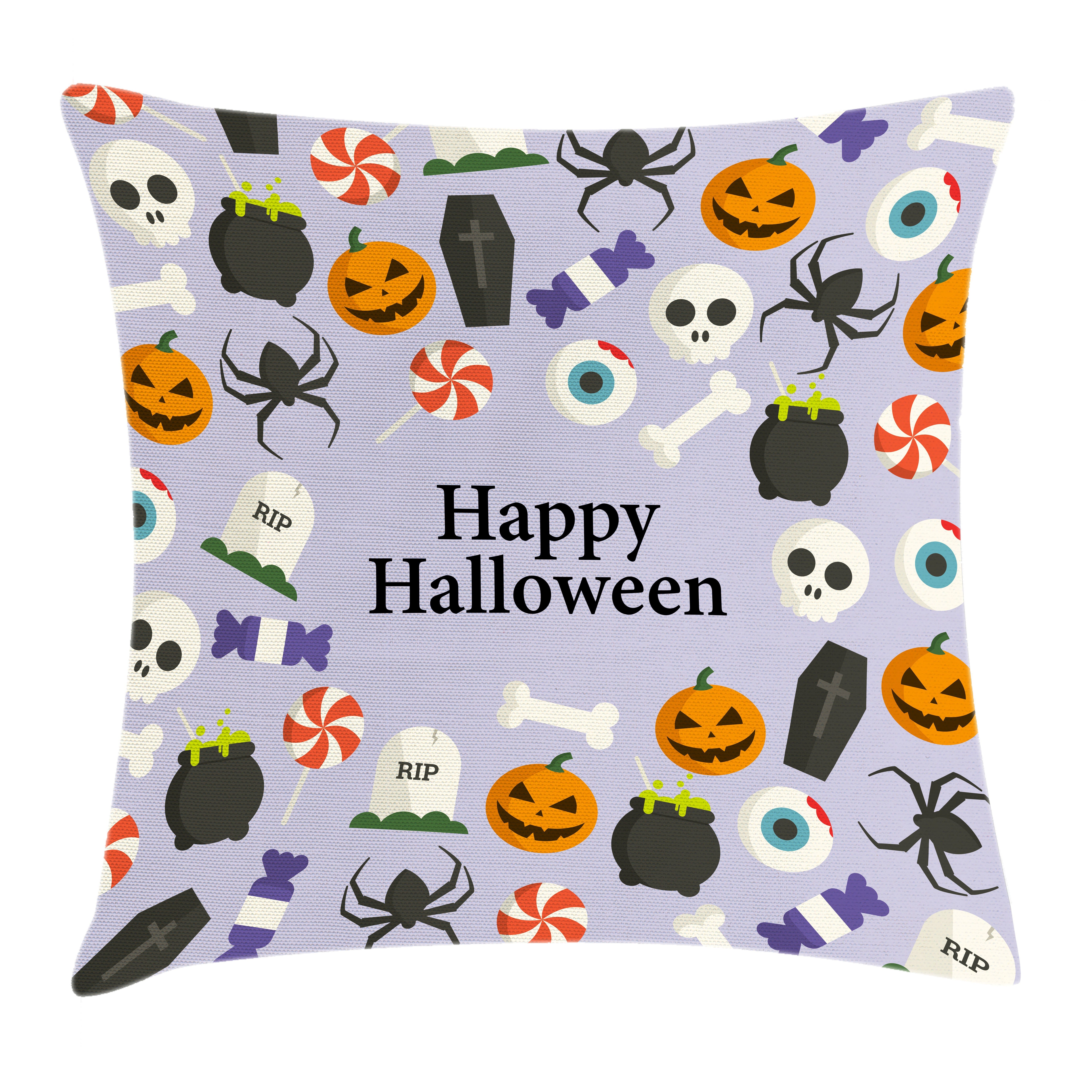 Abakuhaus Halloween Farbfesten Kissenbezüge Klaren und Druck, (1 Stück), Farben Süßigkeiten Scary Kissenhülle Reißverschluss Symbole mit Beidseitiger mit Waschbar