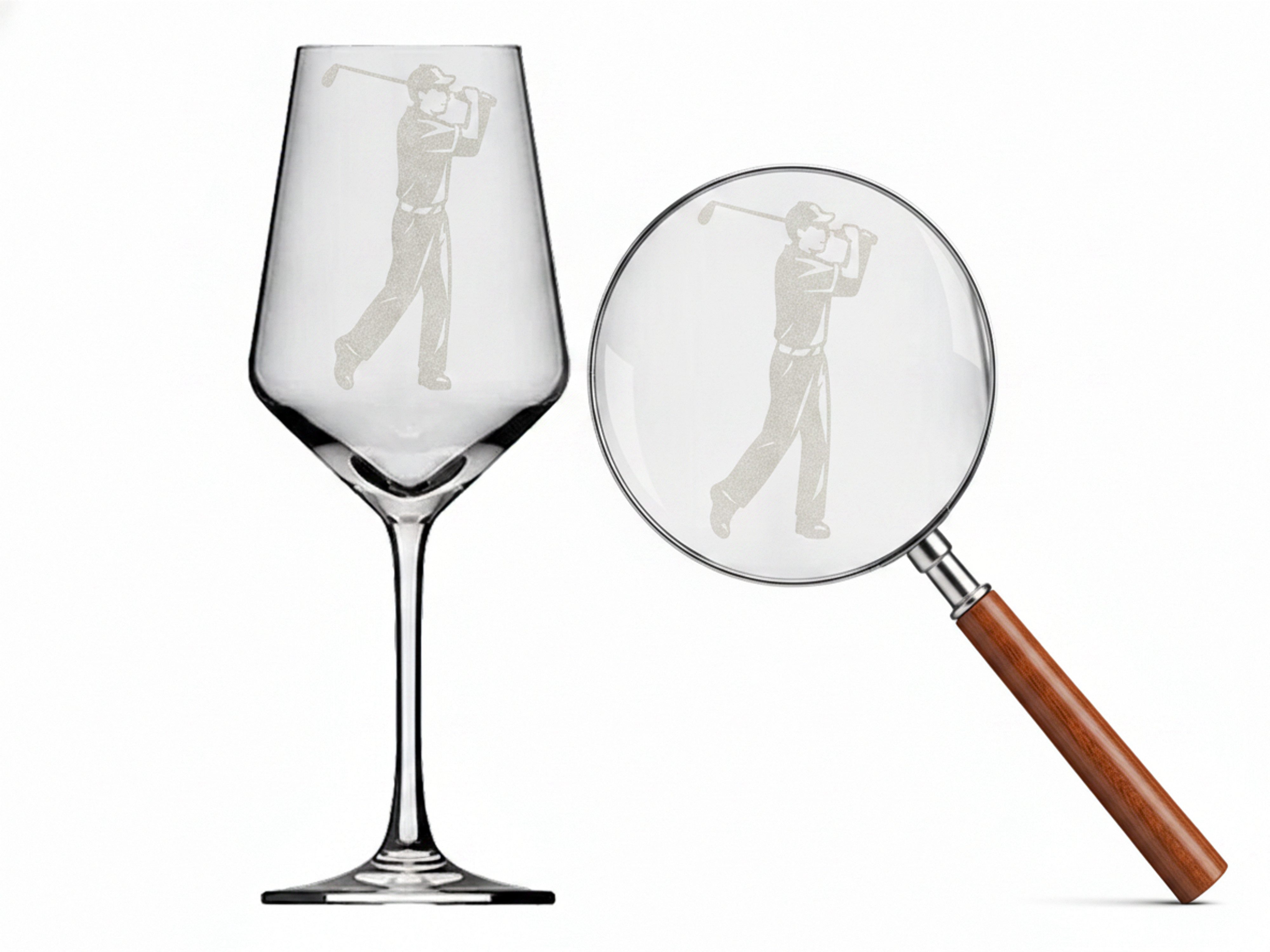 eXODA Weinglas Motiv Gravur Der Golfer 350ml, 1-tlg., Glas, Atemberaubende Darstellung