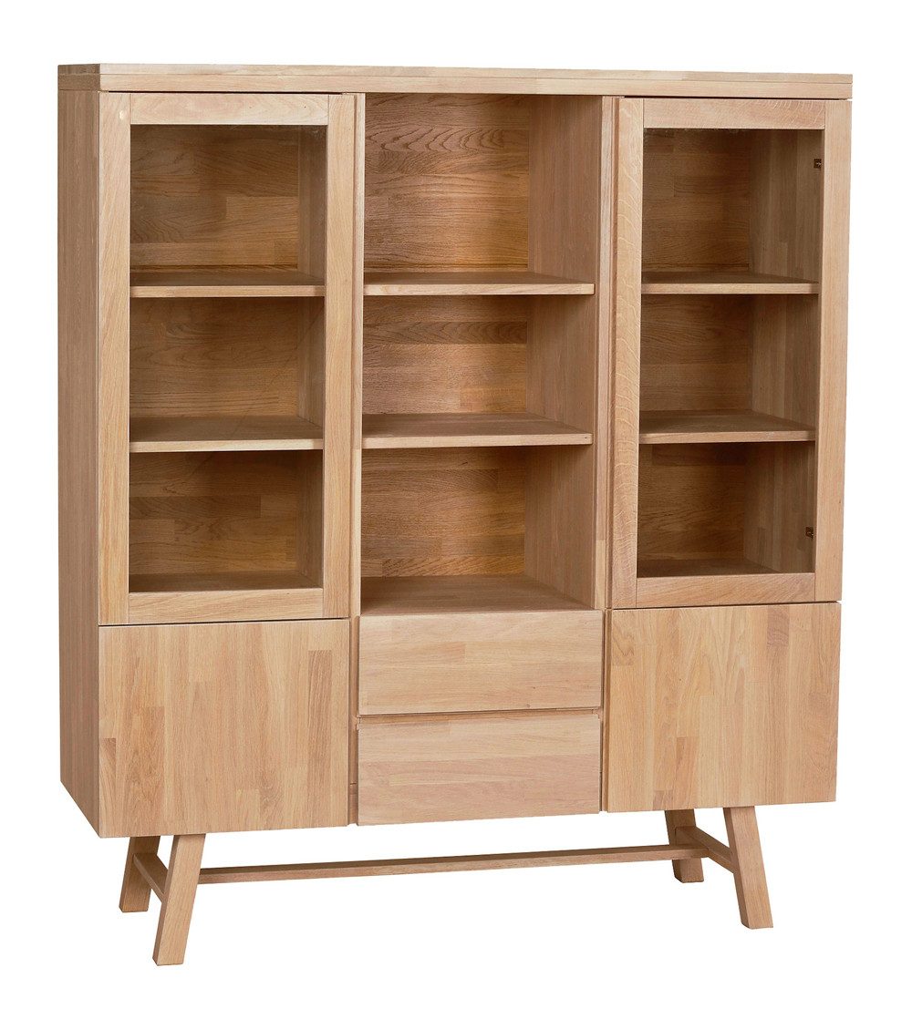 Maison ESTO Vitrine Vitrinenschrank CONROES Schrank Eiche Glasfront