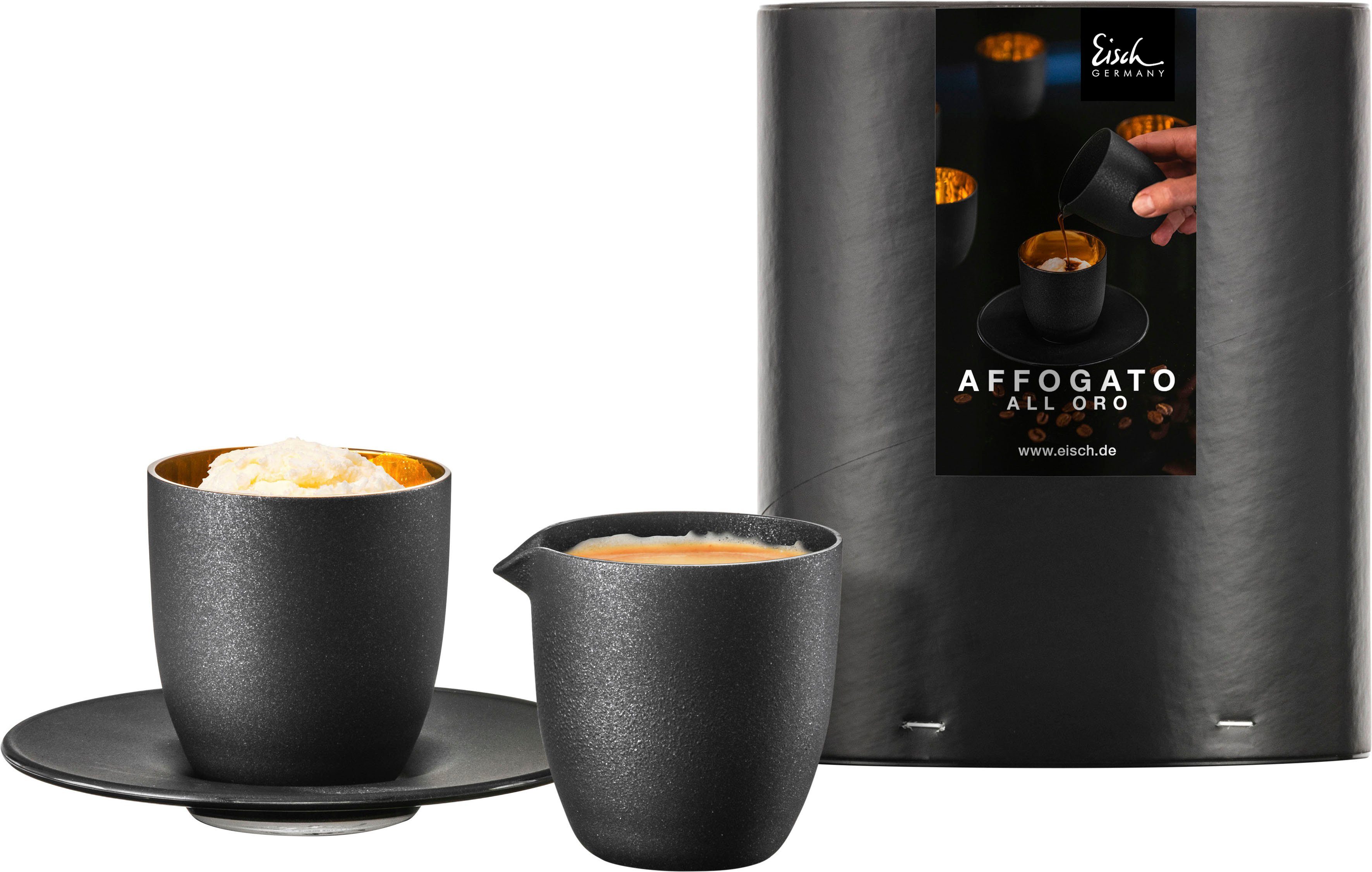 Eisch Germany Espressoglas COSMO GOLD, Made in Germany, Kristallglas, Affogato al oro Glas mit Kännchen, veredelt mit Echtgold, 100 ml