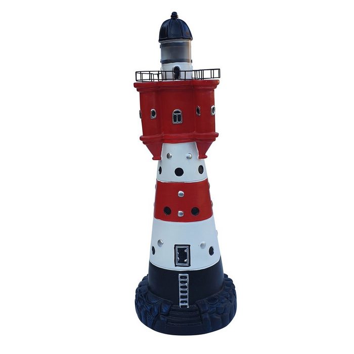 Fachhandel Plus Gartenfigur Leuchtturm Roter Sand LED Solar (1 St) maritime Dekofigur mit Licht und Dämmerungssensor