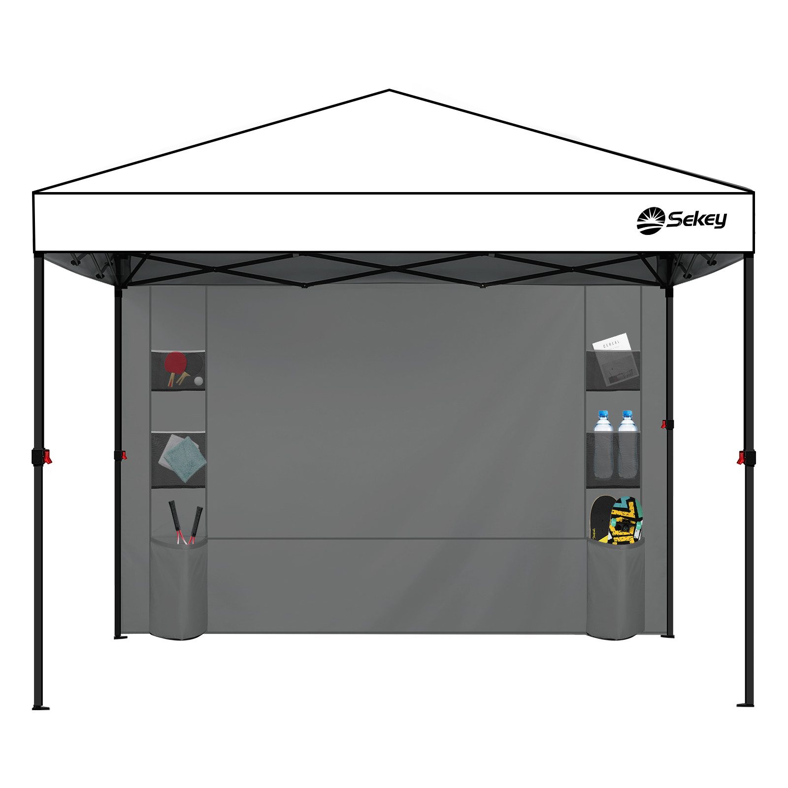 Sekey Pavillonseitenteil Multifunktionale seitenwand pavillon mit 6 Taschen, für 3 x 3 m Pavillon, 3 x 6 m Gartenpavillon, 3 x 9 m Partyzelt