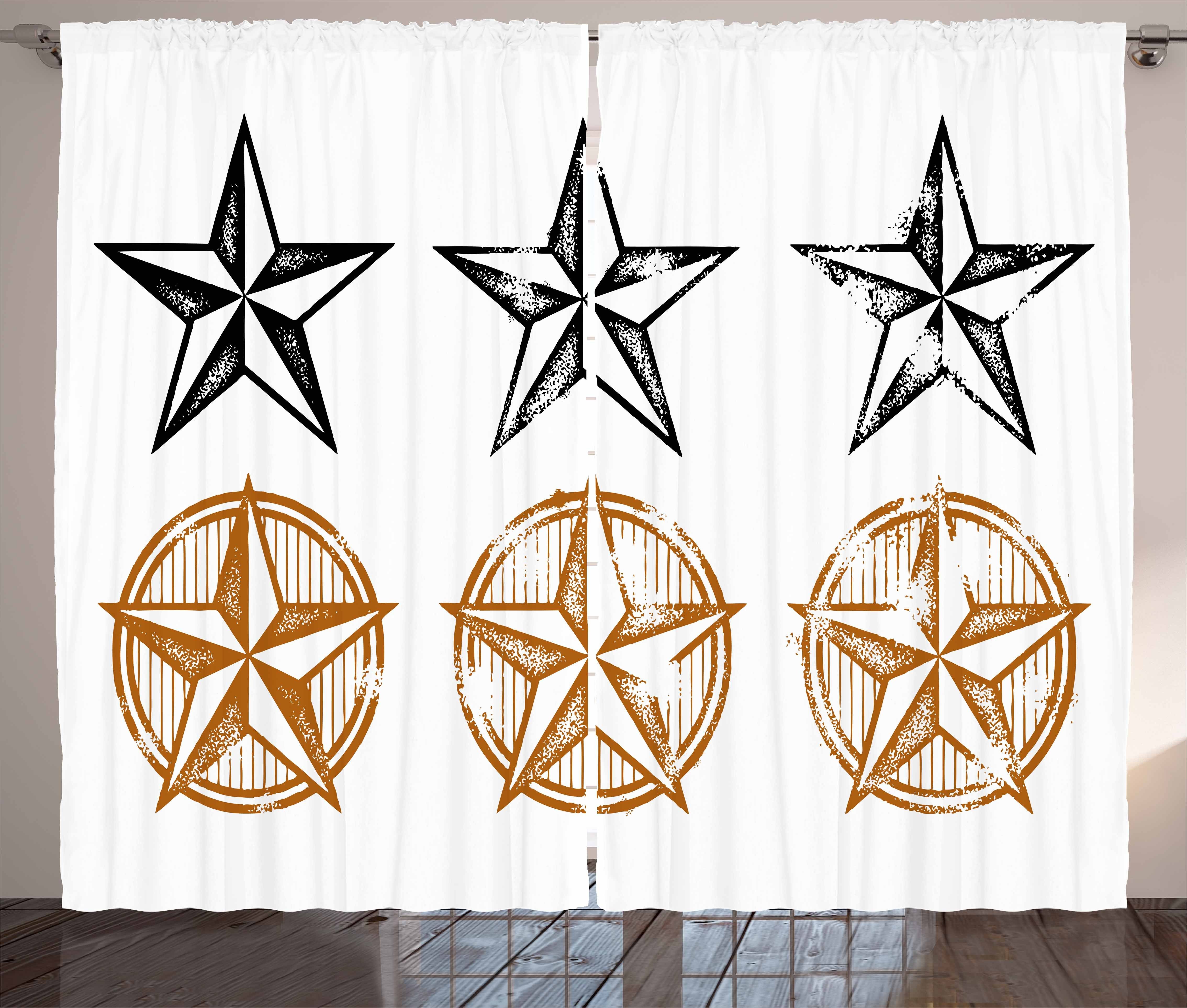 Gardine Schlafzimmer Kräuselband Vorhang mit Schlaufen und Haken, Abakuhaus, Texas Star western-Muster