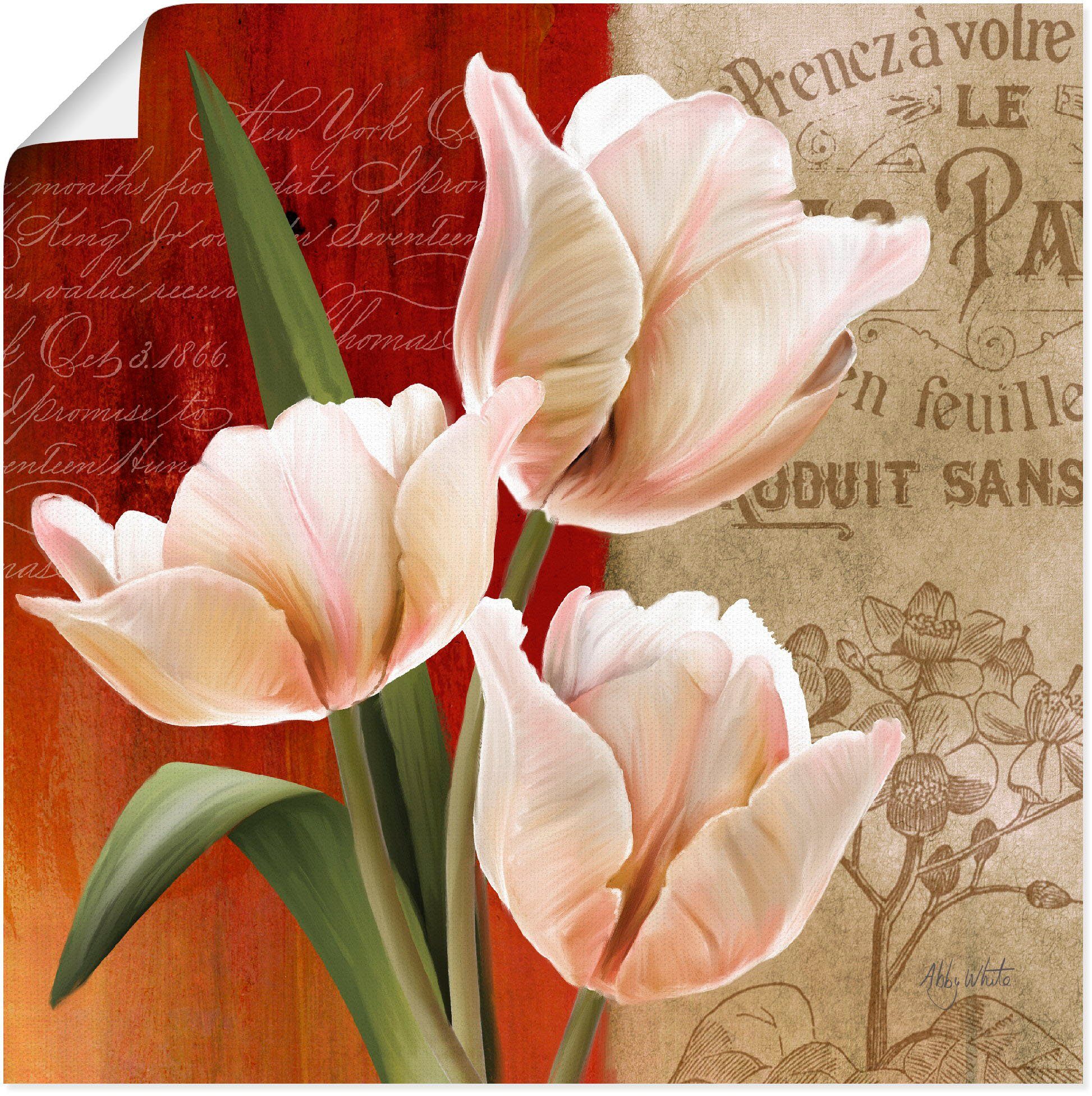 Artland Wandbild als Französische Blumen St), in Tulpencollage, Größen Alubild, Wandaufkleber Poster versch. (1 oder Leinwandbild