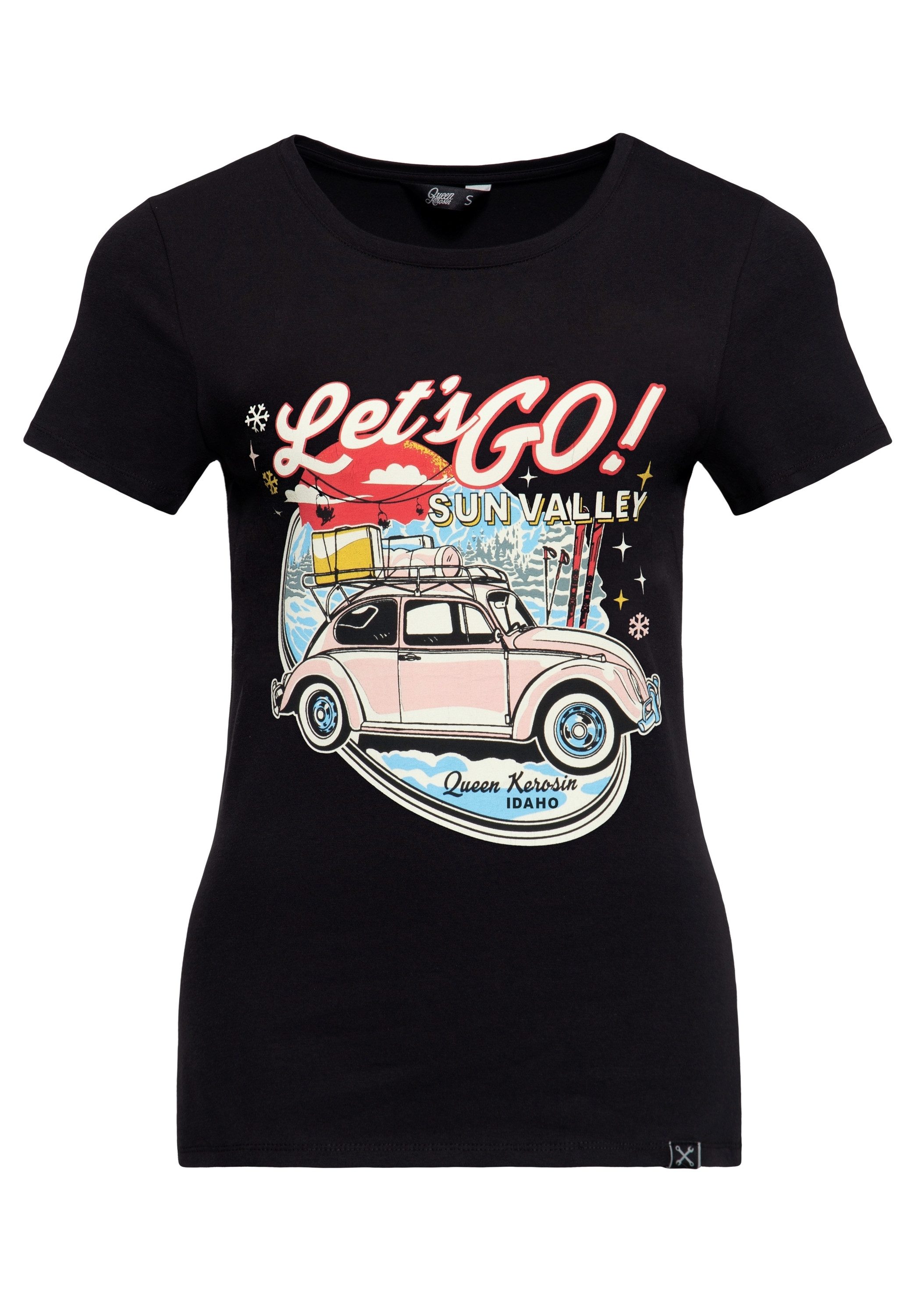 QueenKerosin Print-Shirt Sun Valley (1-tlg) mit Vintage-Car-Print