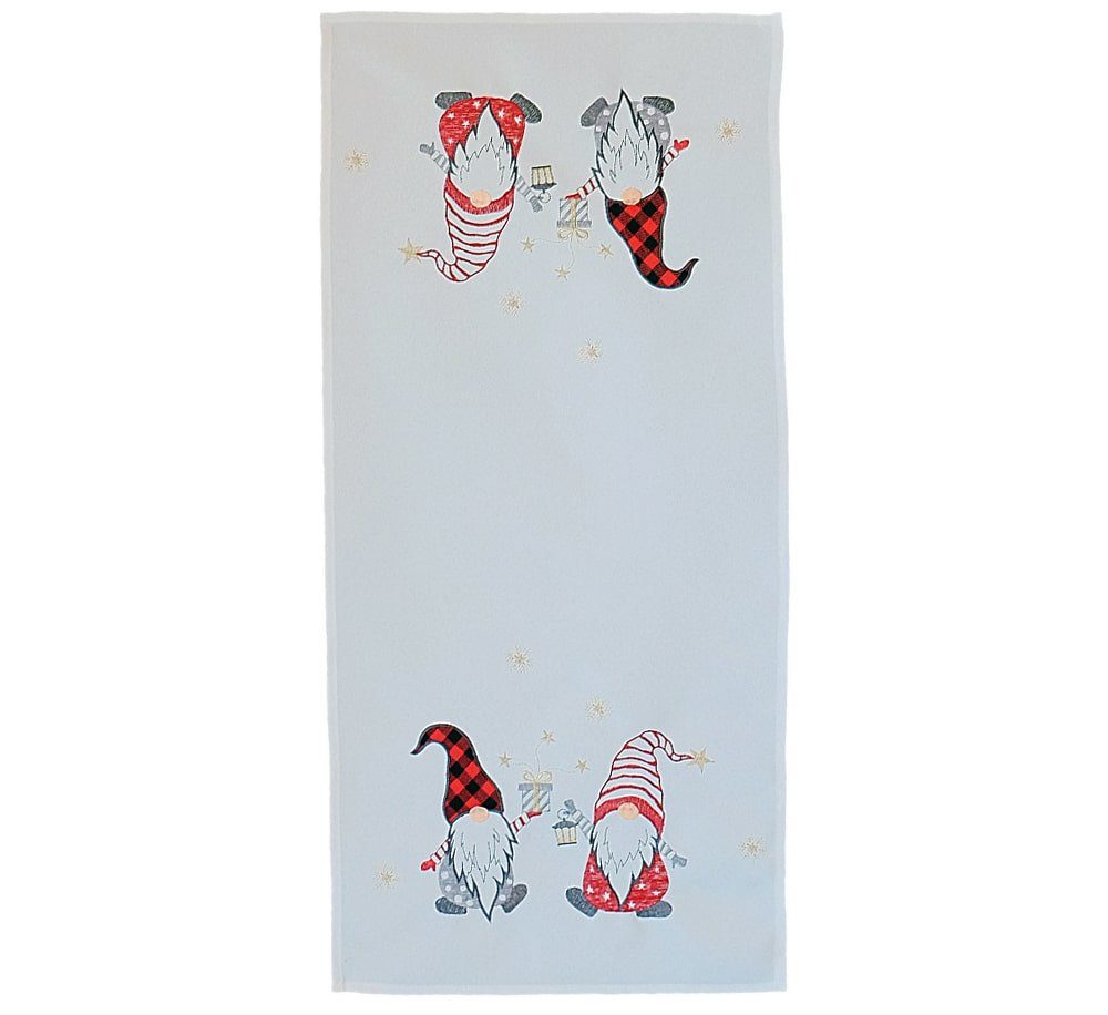 Tischdecke Tischläufer CARINA Wichtel Weihnachten Polyester weiß 40 x 85 cm
