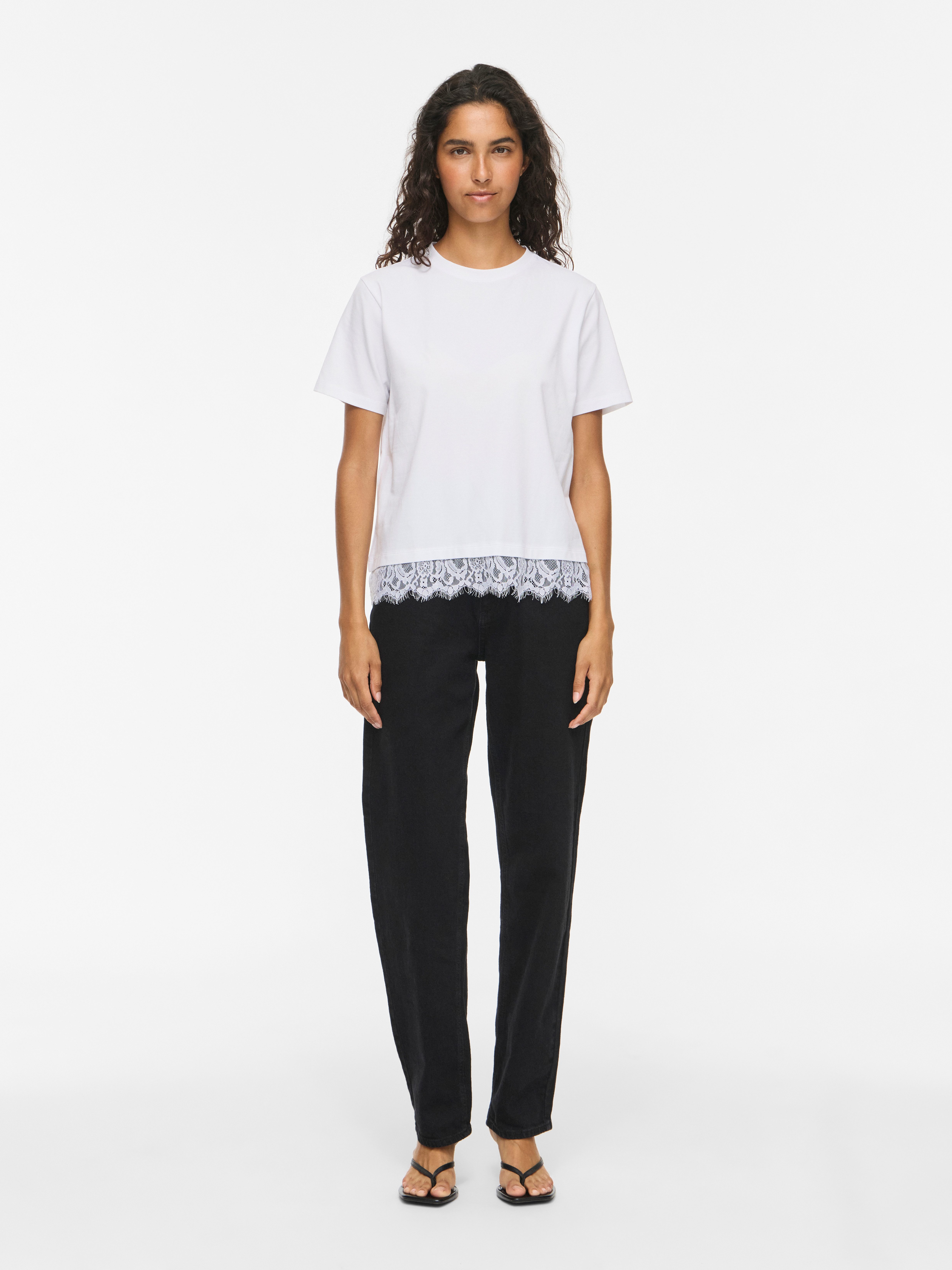 Vila Spitzenshirt VINORA S/S LACE T-SHIRT - NOOS Baumwollmischung, regular fit, mit Spitze – Bild 4 von 5