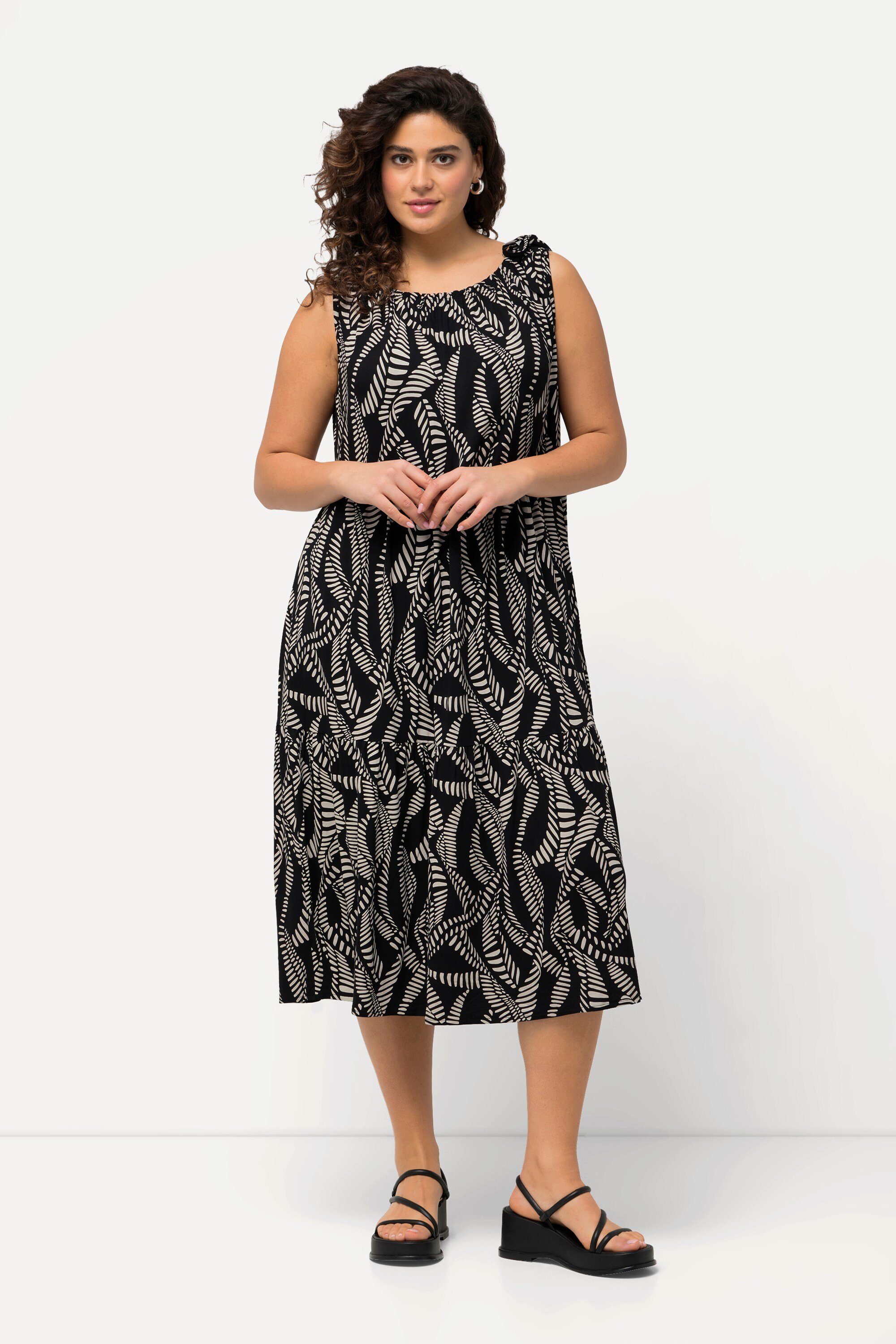 Ulla Popken Midikleid Jerseykleid geraffter Ausschnitt günstig online kaufen