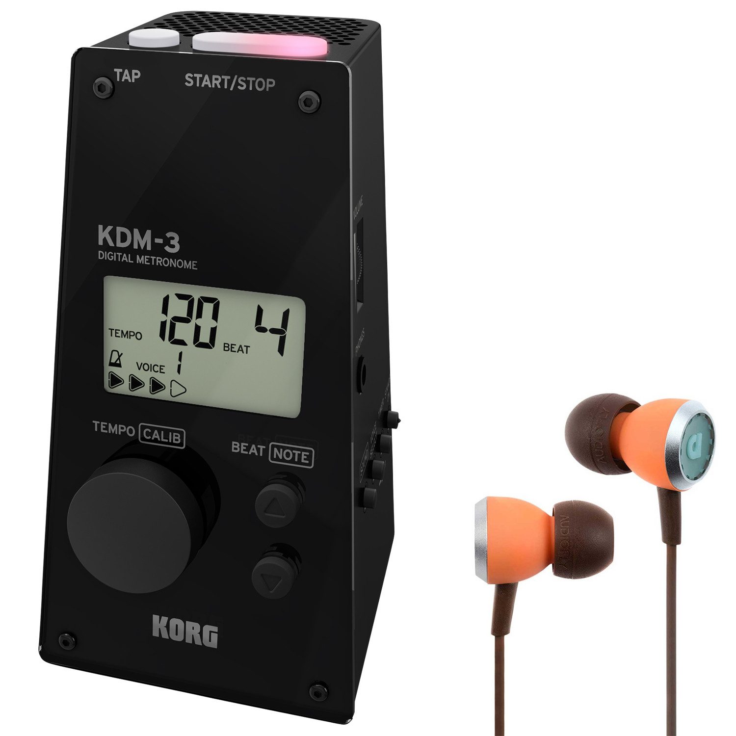 Metronom Korg Metronom KDM-3 Digital Schwarz mit In-Ear Kopfhörern