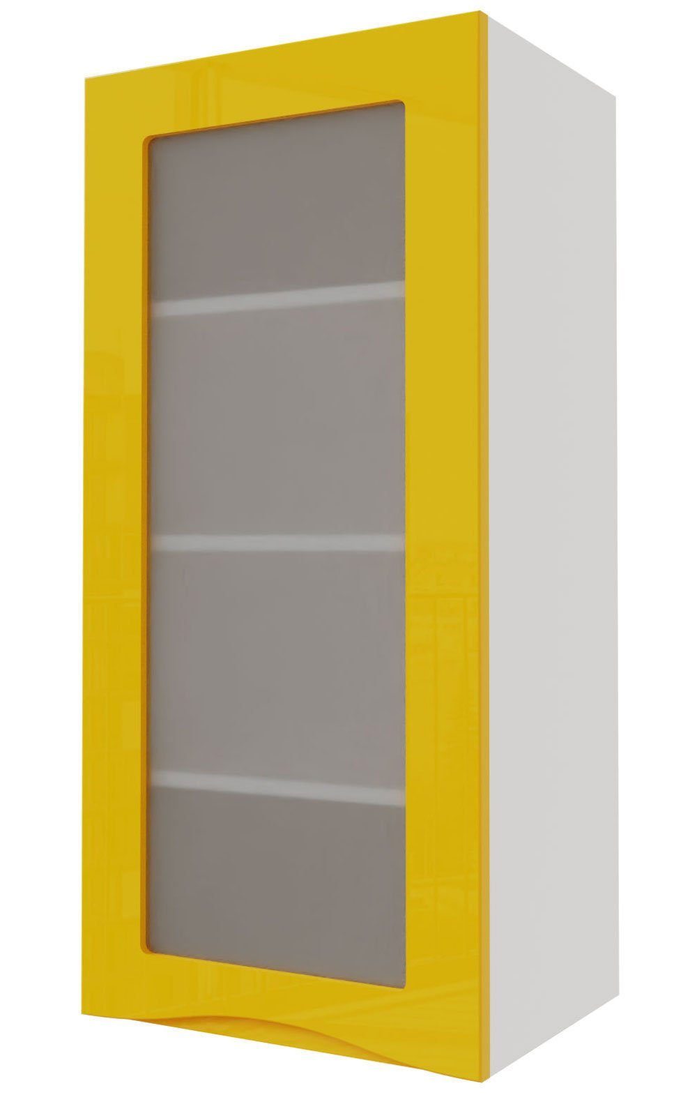 Feldmann-Wohnen Klapphängeschrank Napoli (Napoli) 45cm Front-, Korpusfarbe & Ausführung wählbar grifflos 1-türig Glas RAL 6027 lichtgrün Hochglanz