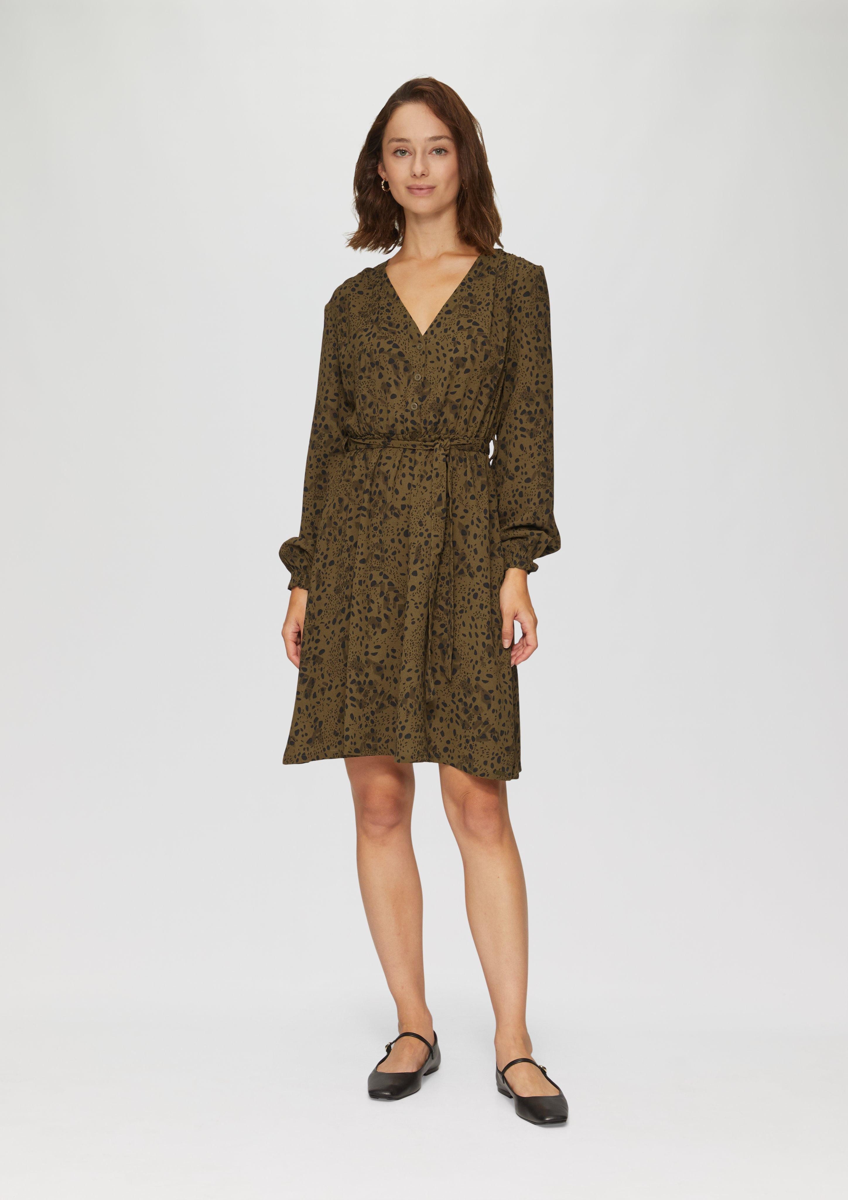 QS Minikleid Kurzes Crêpe-Kleid mit All-over-Print günstig online kaufen