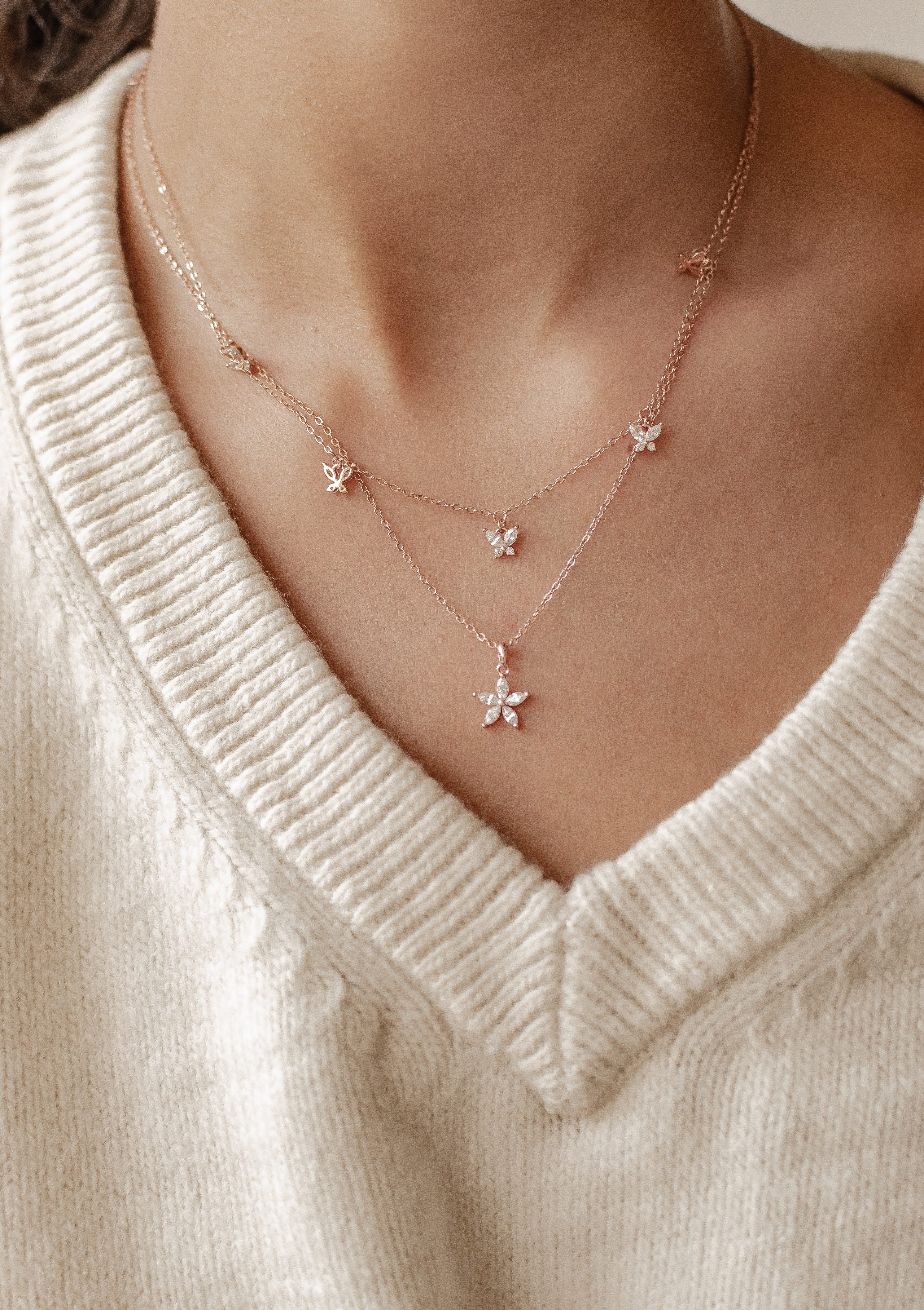 Hey Happiness Charm-Ketten-Set Blume und Schmetterlinge günstig online kaufen