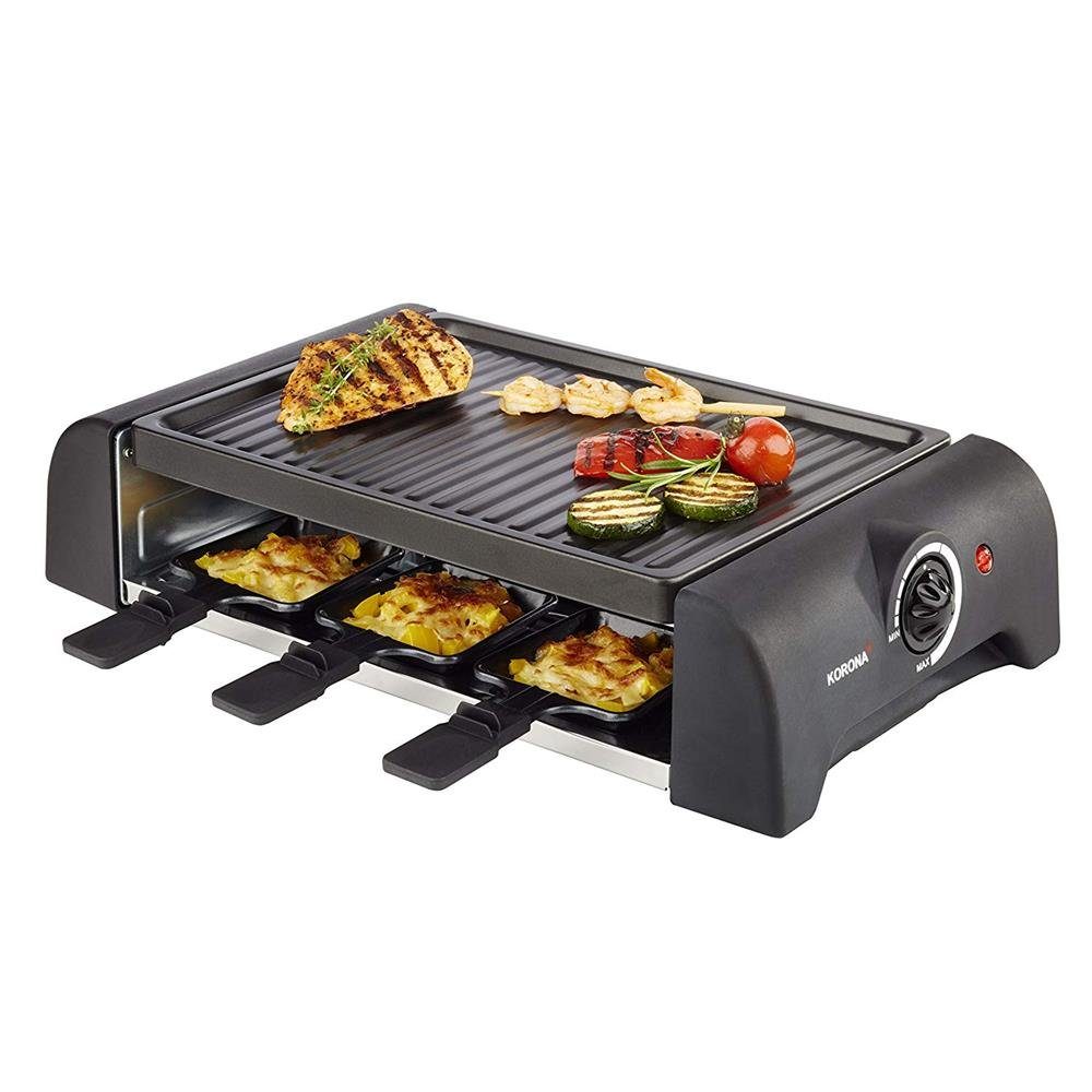 KORONA Raclette Raclette Grill 45065, 6 Raclettepfännchen, 1000 W, für 6 Personen, Tischgrill, inkl. 6 Pfännchen und Spatel