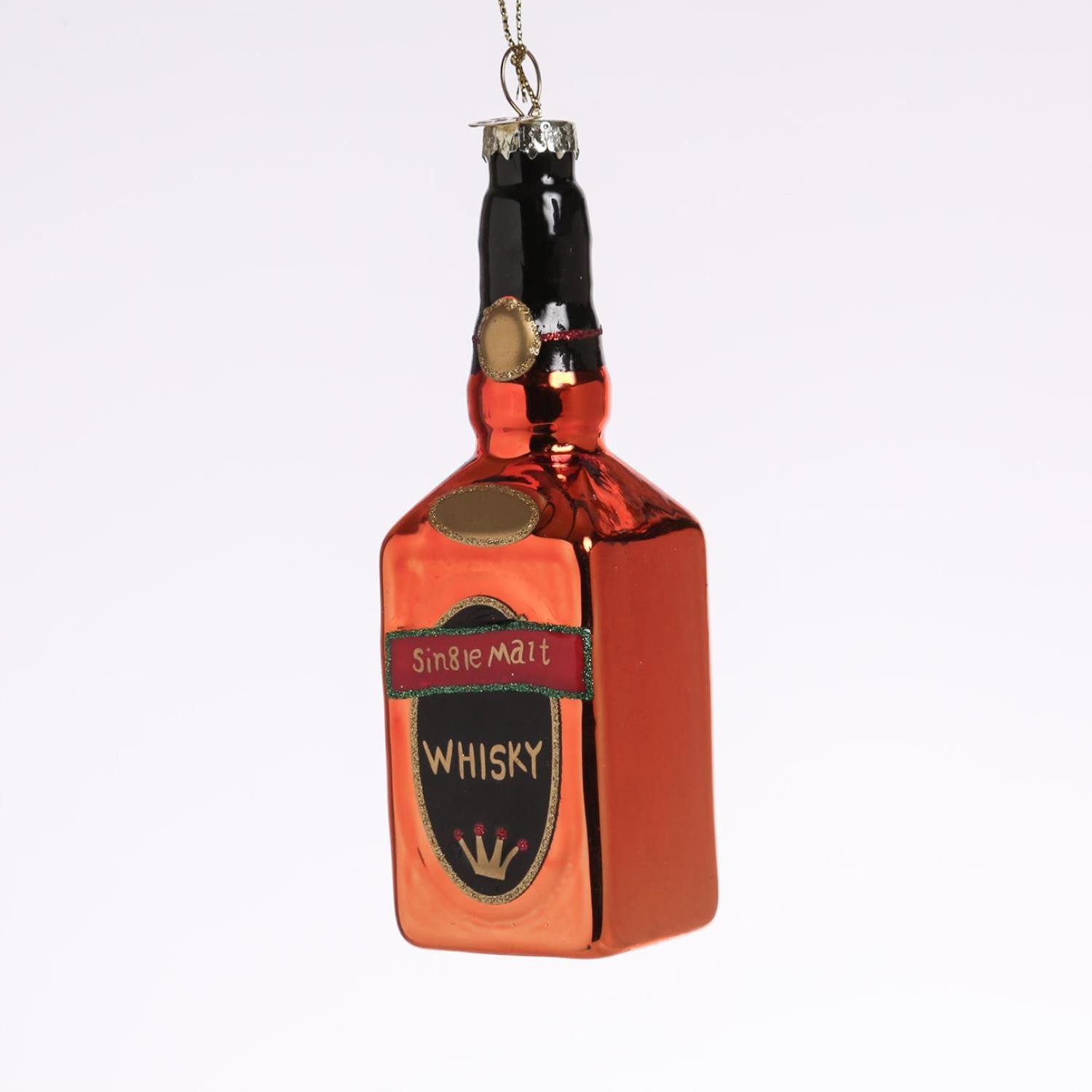 MARELIDA Christbaumschmuck Weihnachtsbaumschmuck WHISKY Flasche Glas mundgeblasen H: 12cm