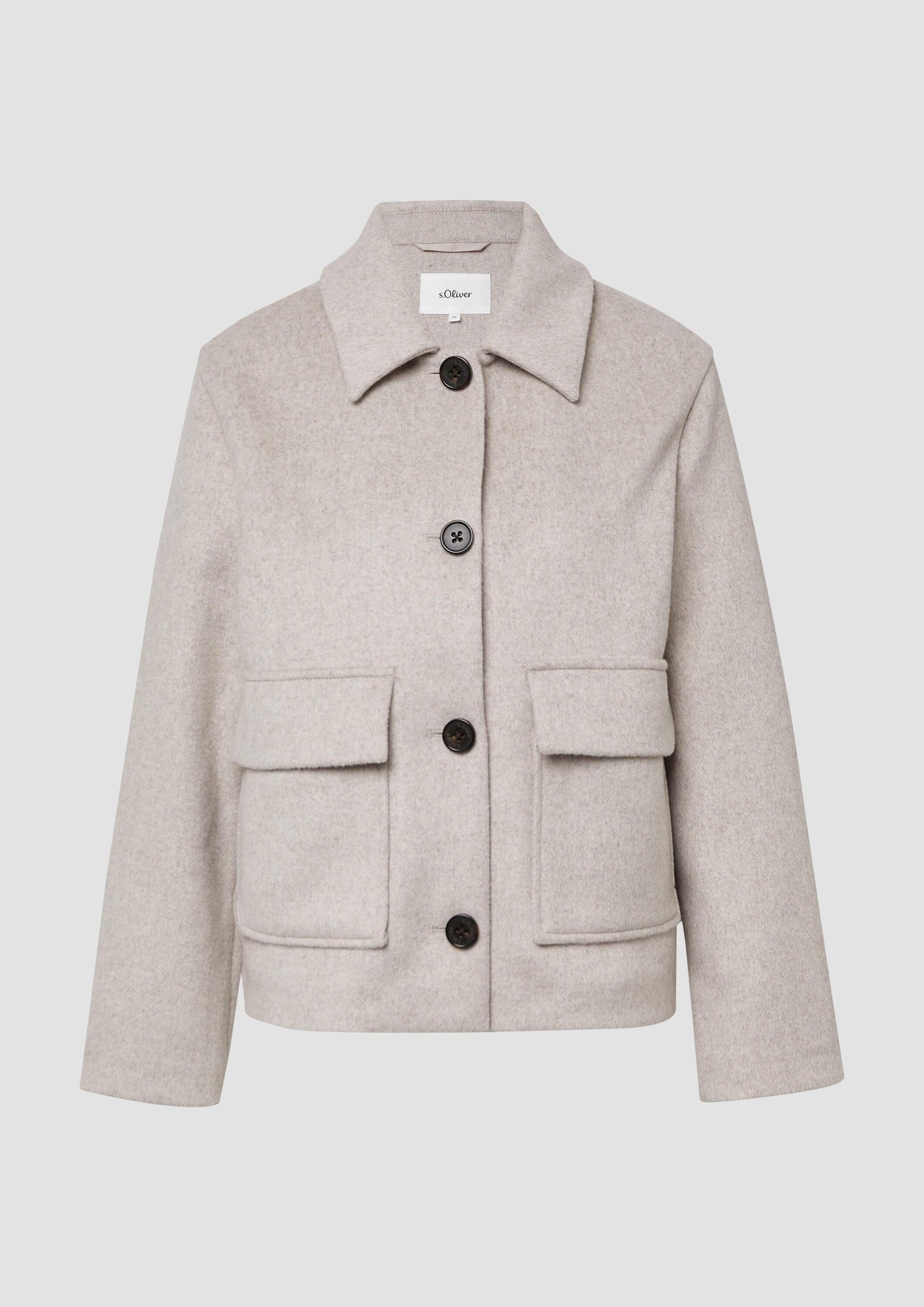 s.Oliver Funktionsjacke Outdoor-Jacke Jacke aus Wollmix im Relaxed Fit mit aufgesetzten Taschen