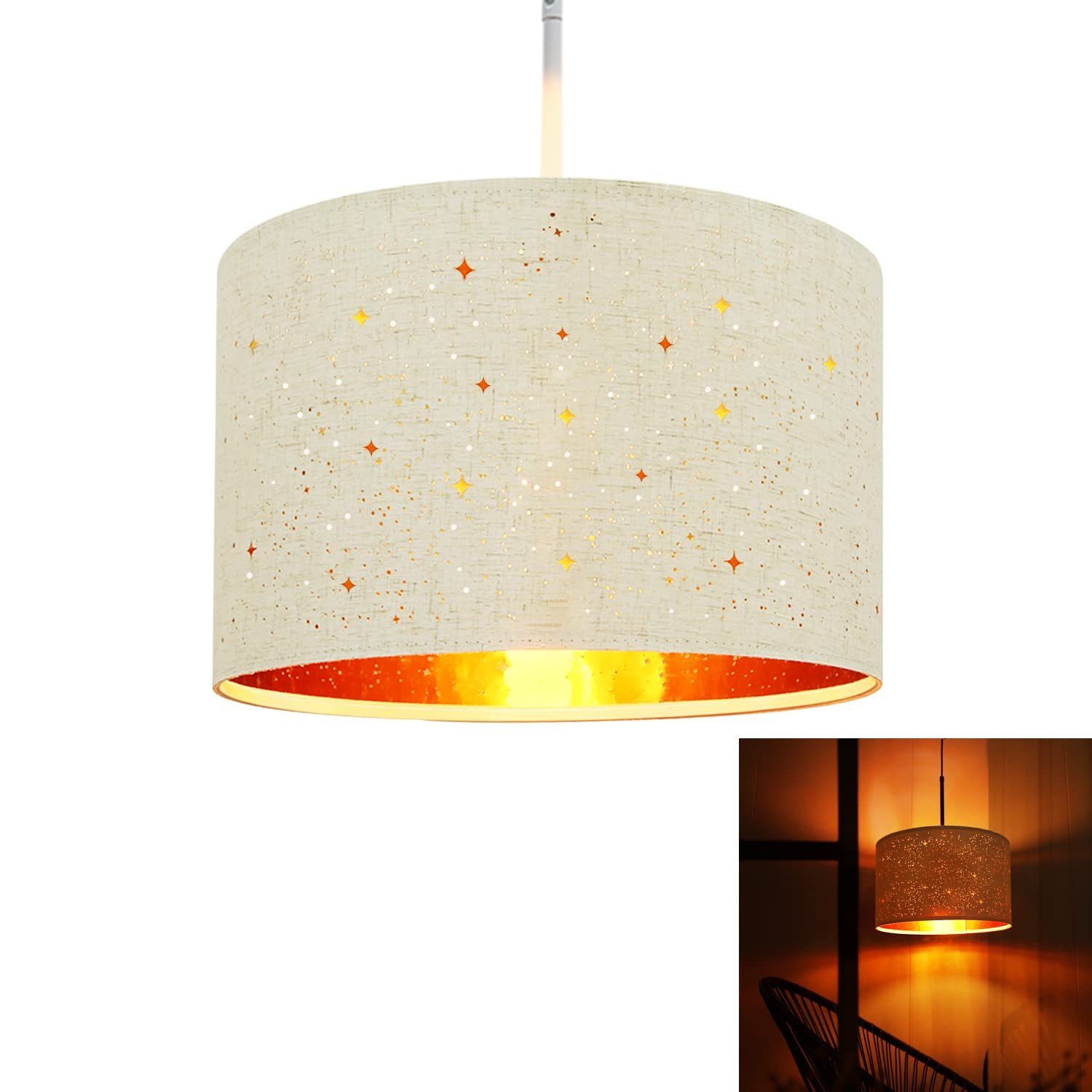 ZMH Pendelleuchte Modern Stern Stoffschirm Design günstig online kaufen